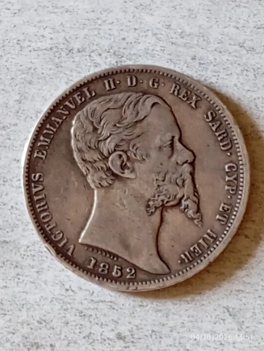 Italy, Savoy Vittorio Emanuele II. 5 Lire 1852 Genova