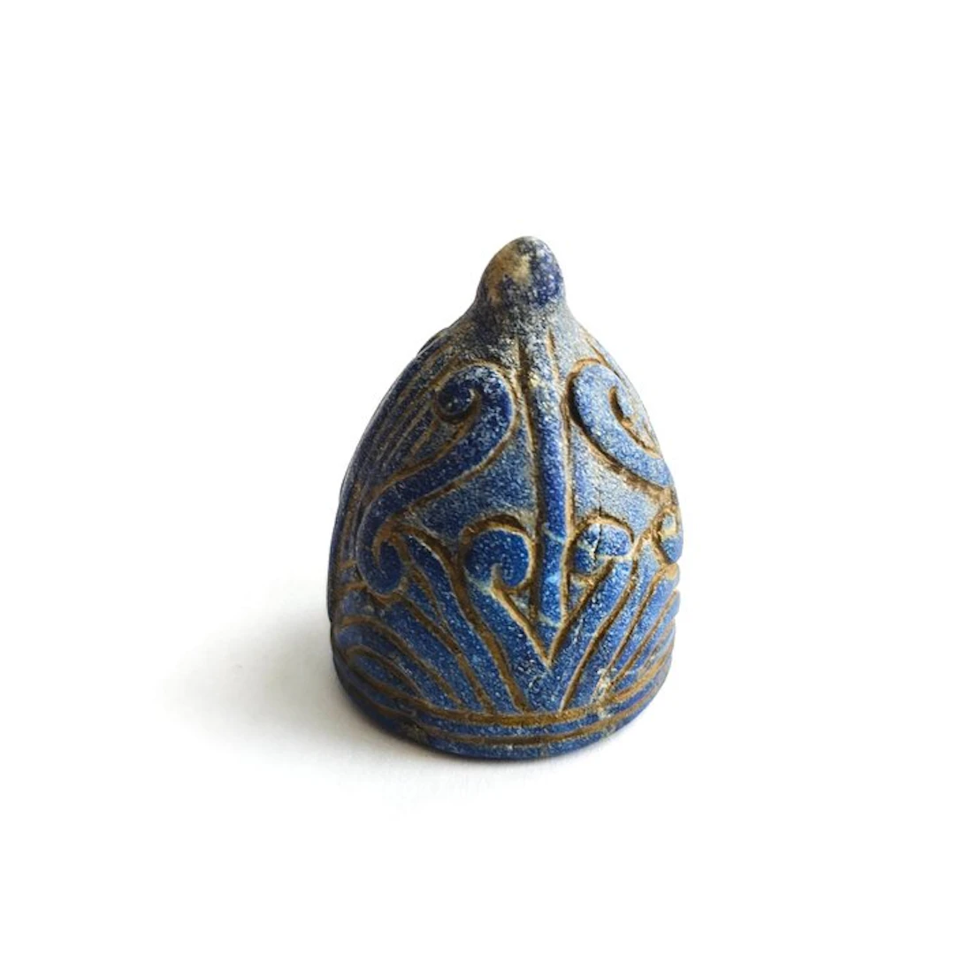 Ancient Central Asian Lapis Lazuli Chess Game Ciseled Pawn Bead Element - 45 mm