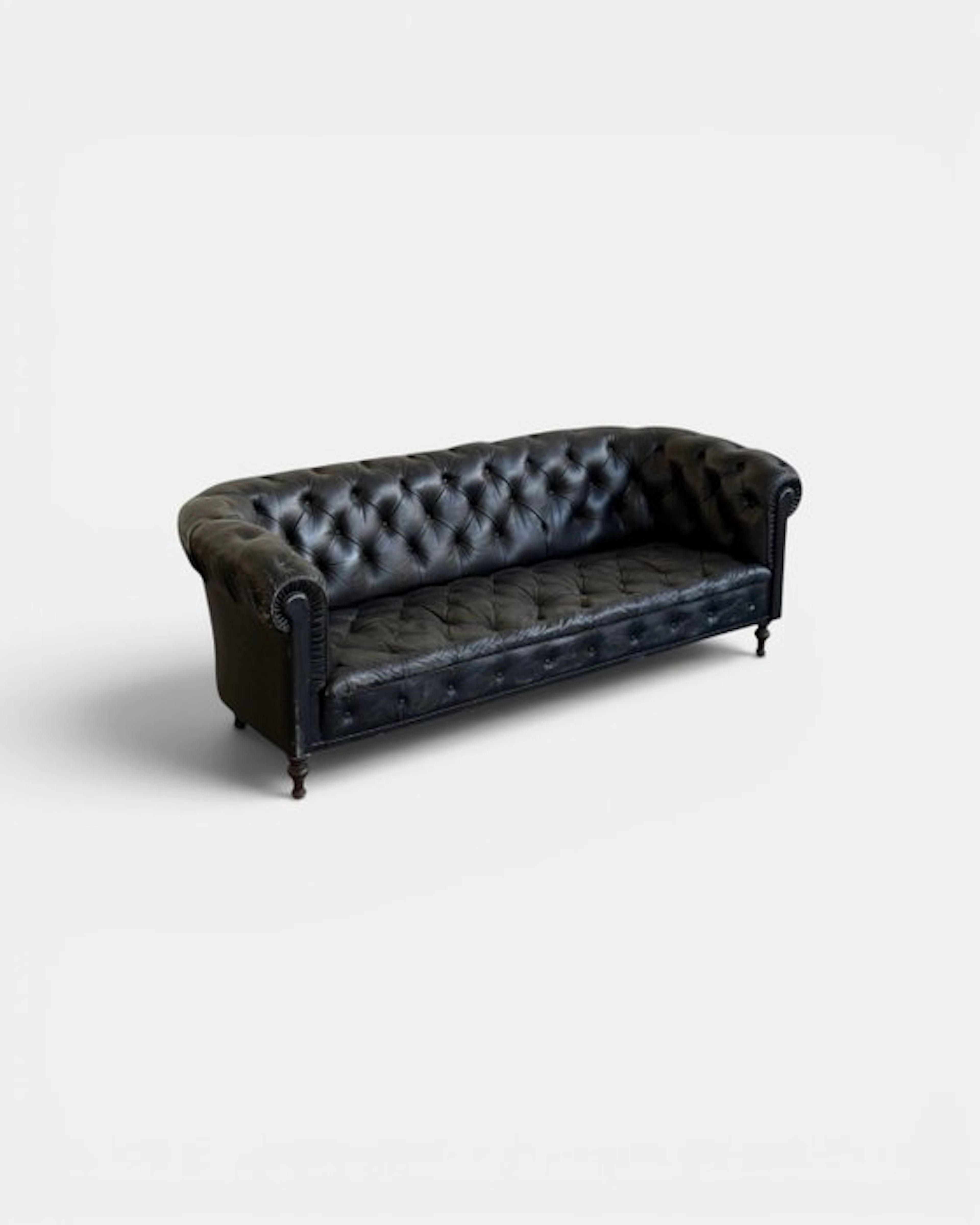 Sofa - Leather, Wood - Chesterfield