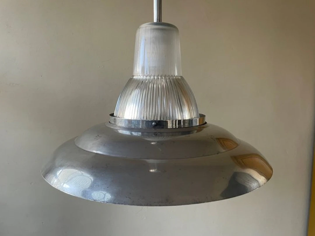 Hanging lamp - Aluminium, Glass - Holophane pendant lamp Frans