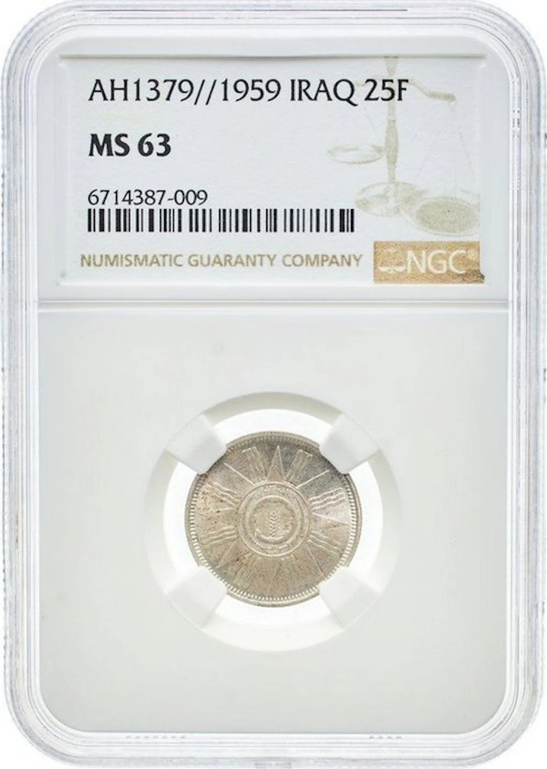 Iraq. 25 Fils 1959 - NGC MS63