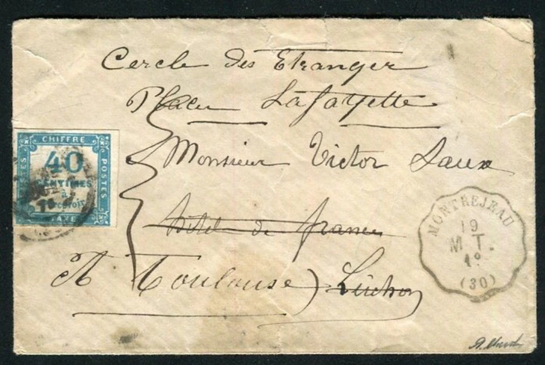 France 1872 - Rare taxed letter from Montréjeau to Luchon...