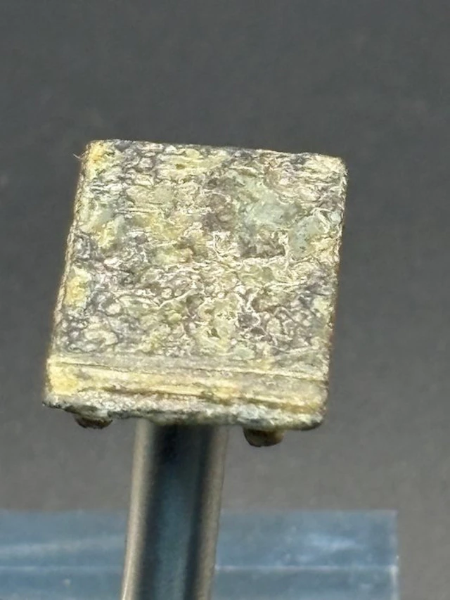 Byzantine Bronze Medieval belt buckle with inlaid geometric decoration