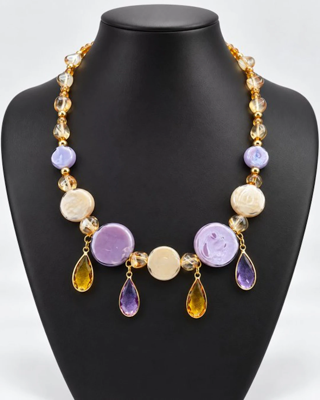 Steel, Murano glass - Necklace - Murano Glass and Crystals