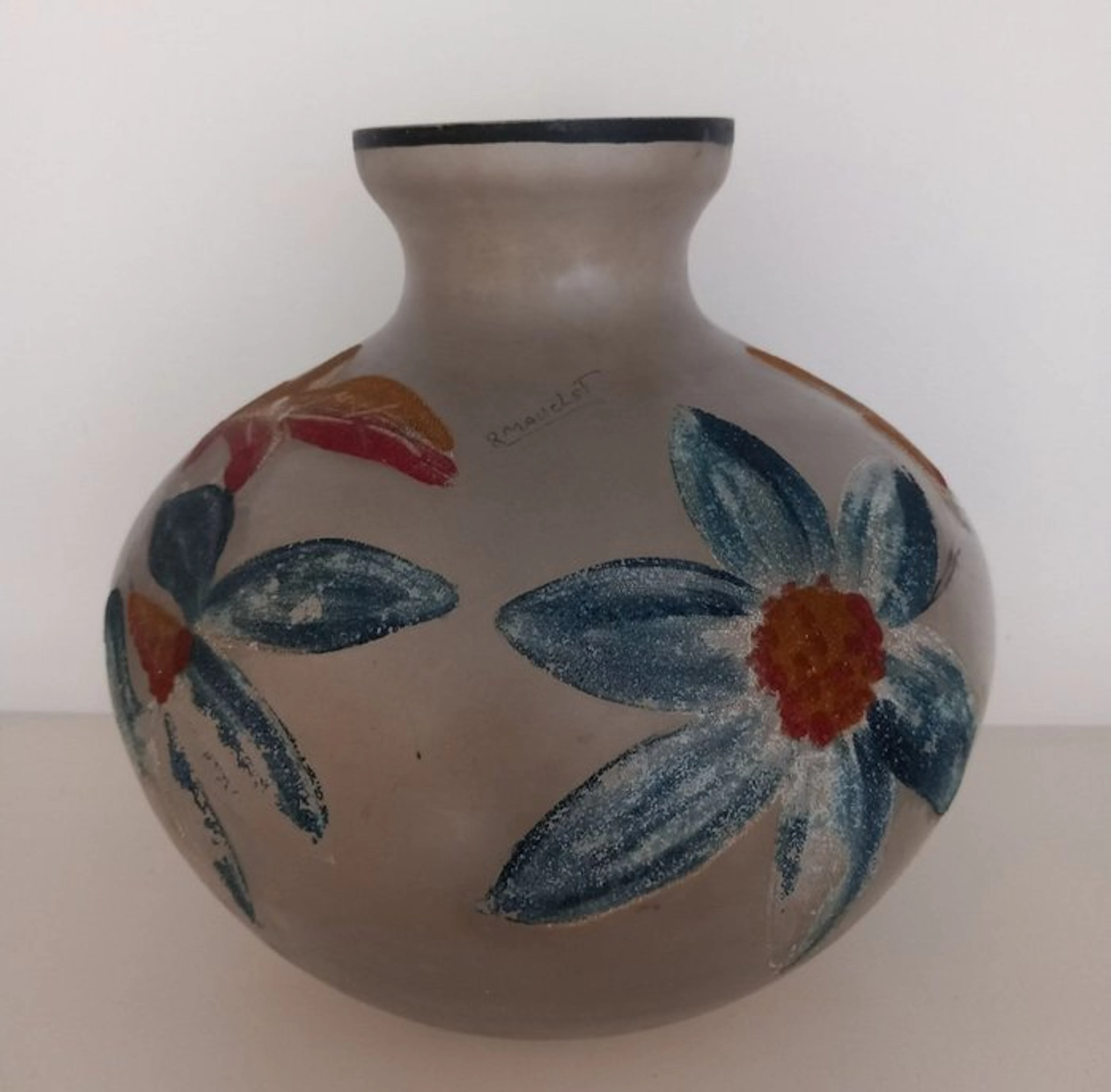 Verre dépoli ou givré émaillé - Mauclet Raymond - Vase - Hand-blown glass
