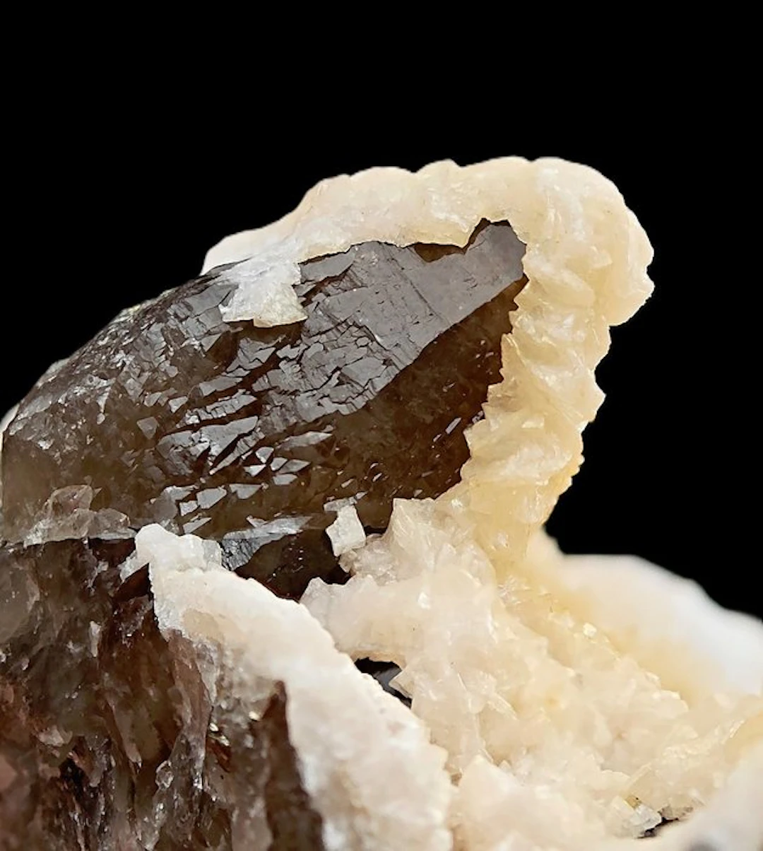 Smoked quartz with yellow dolomite