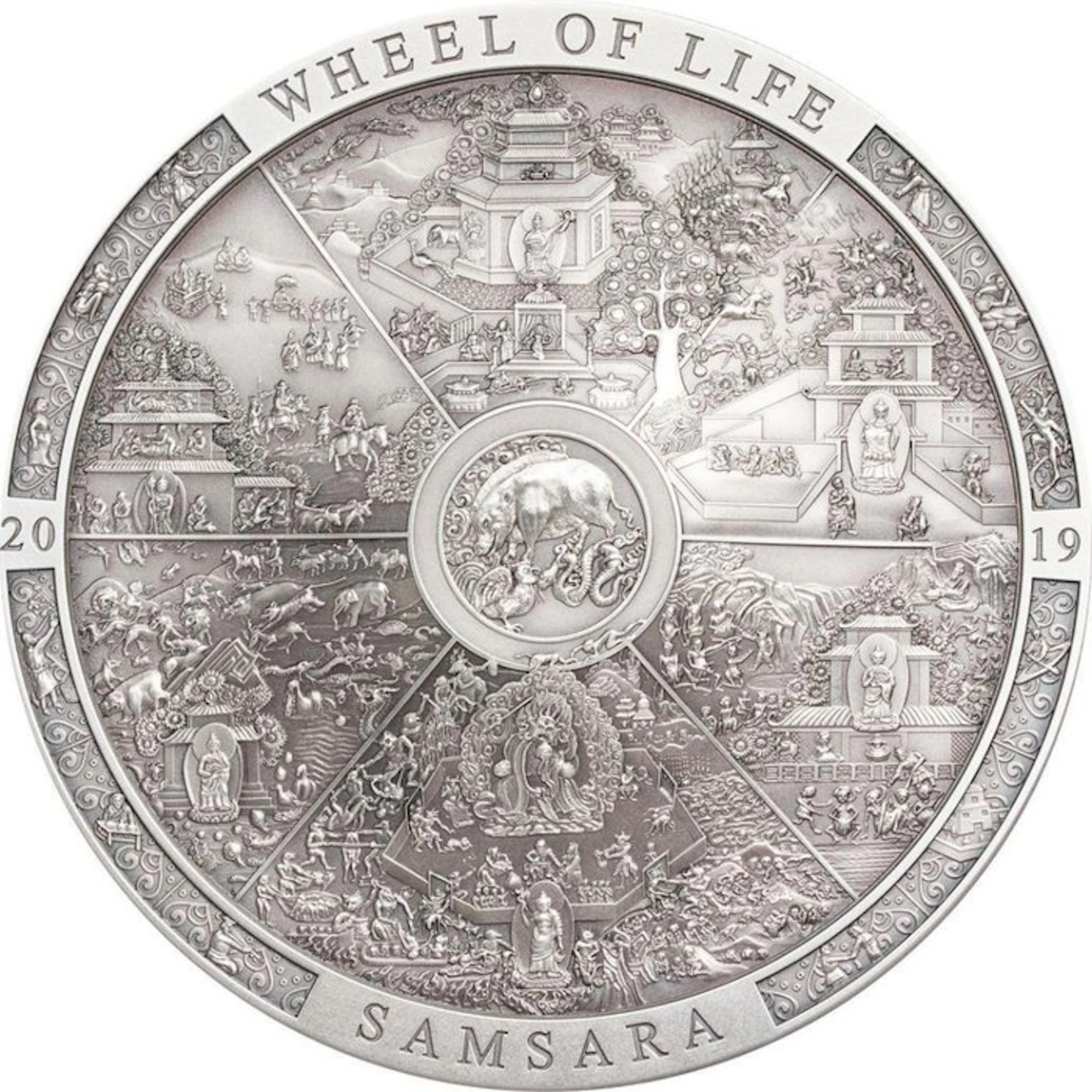 Cook Islands. 2019 Samsara Wheel of Life Archeology, 3 Oz (.999)