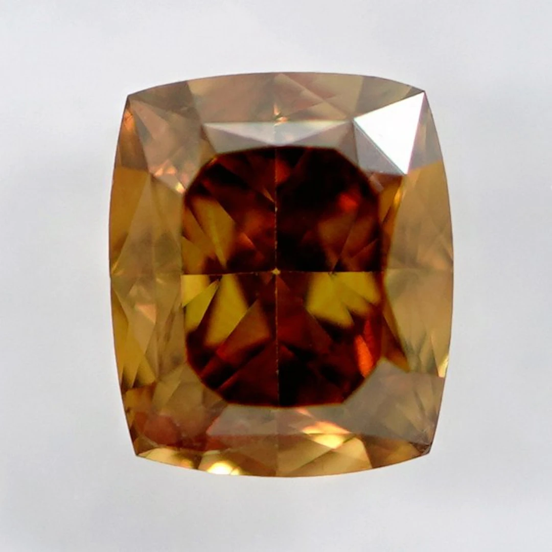 1 pcs Diamond (Natural coloured) - 0.51 ct - Cushion - Fancy deep Orangy