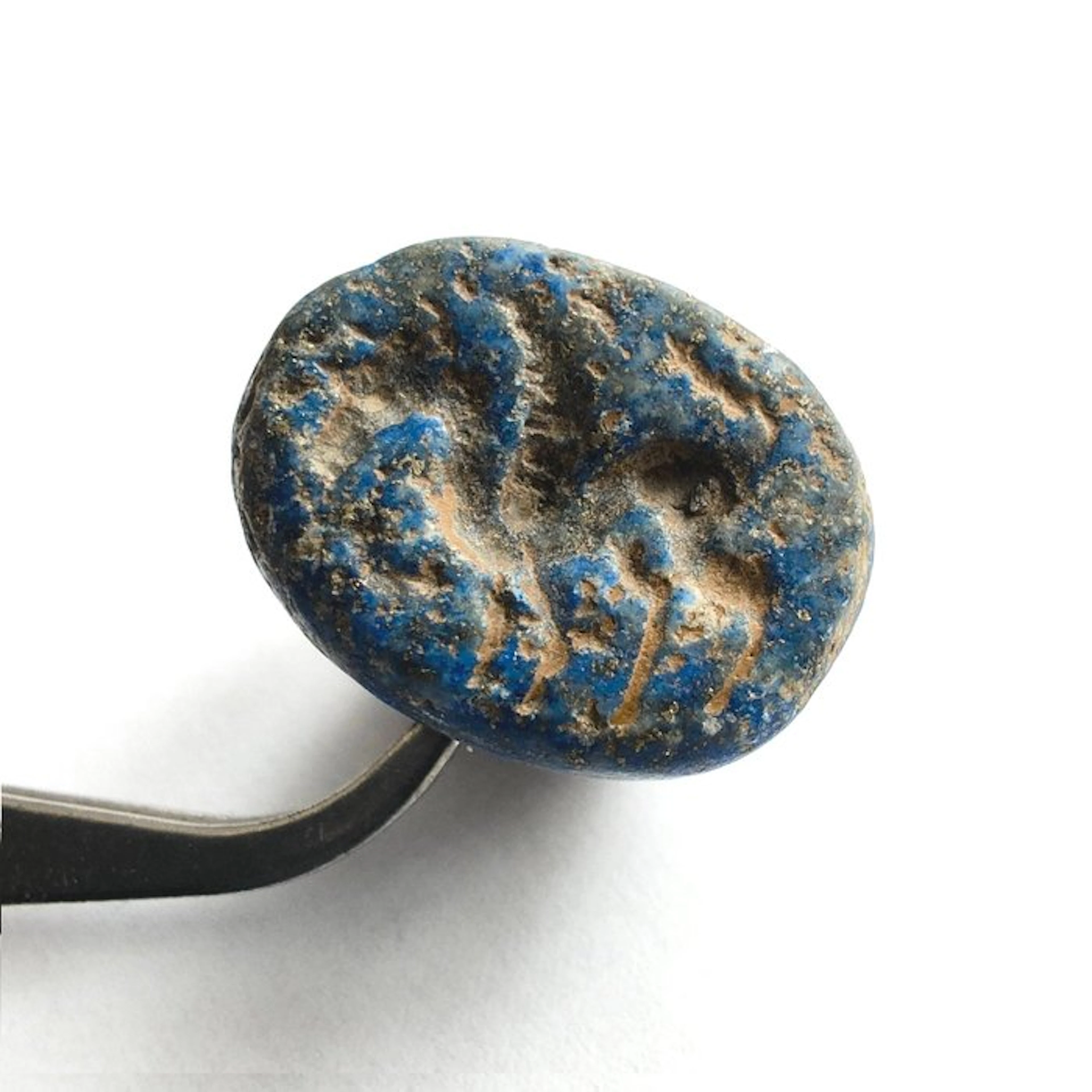 Silk Road, Central Asia Lapis Lazuli Winged Horse Bead Seal Talisman - 24 mm
