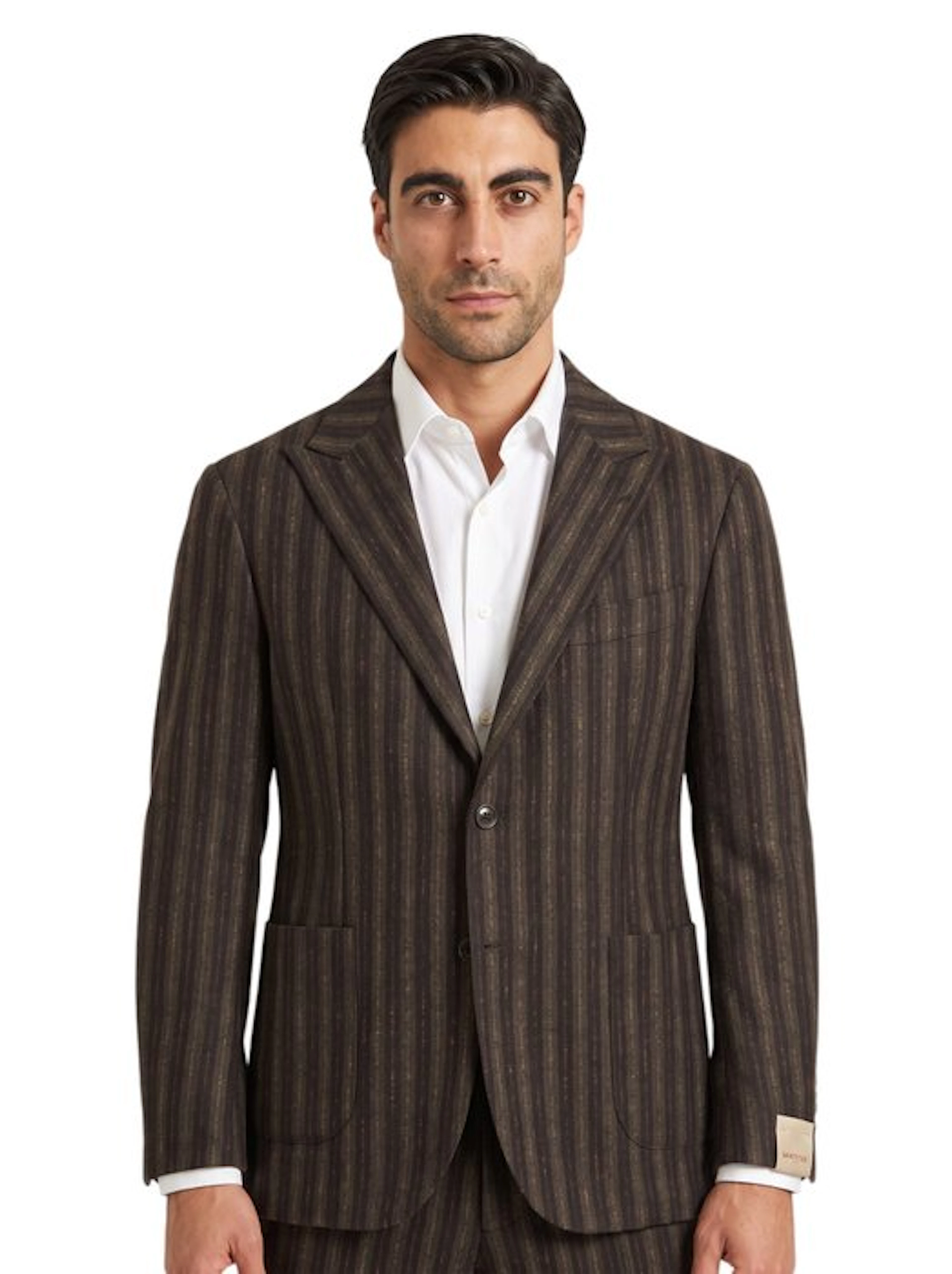 SARTITUDE NAPOLI - 50 IT - Suit Flannel Wool Striped Dark...