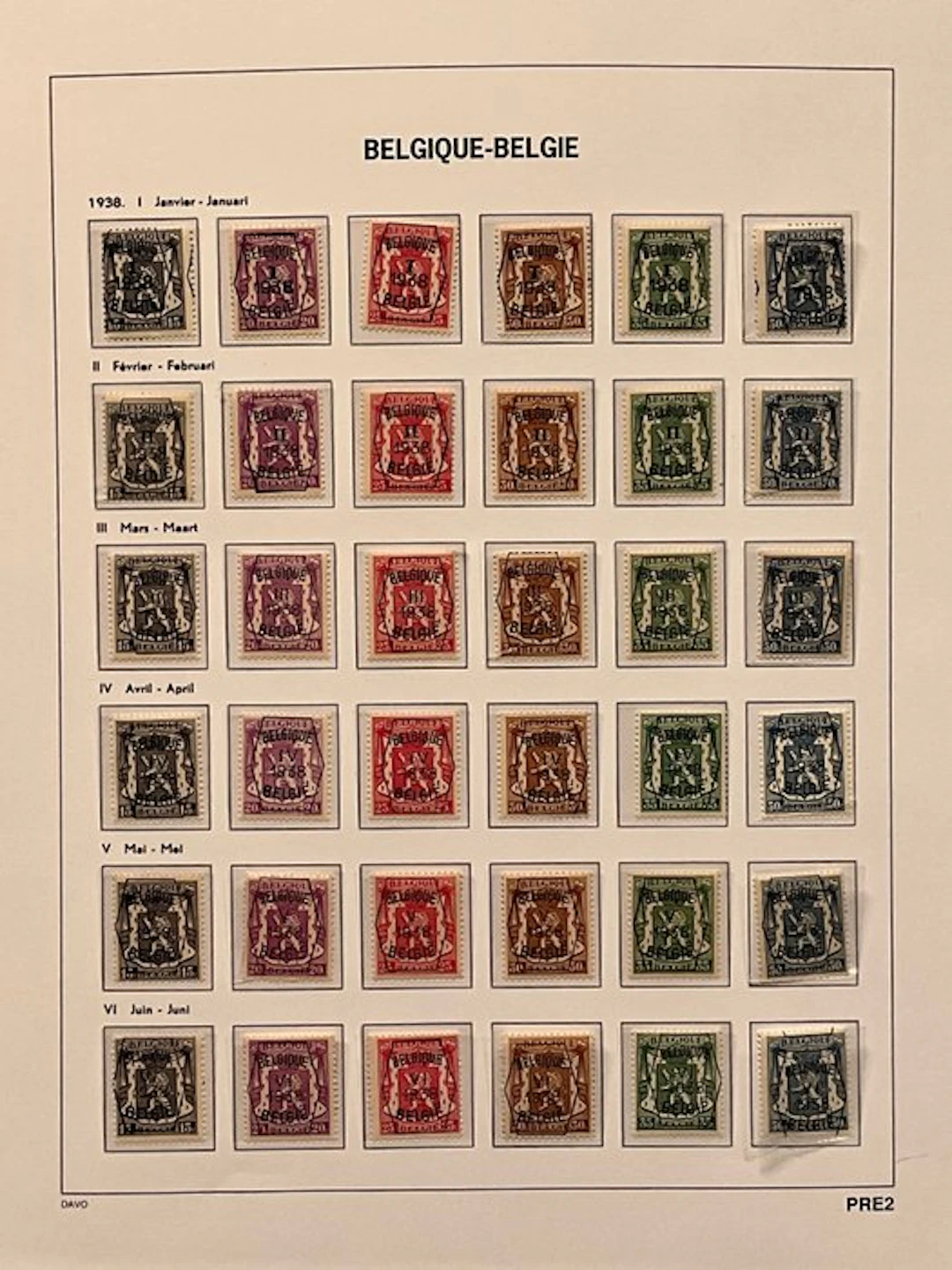 Belgium 1929/1996 - Complete postfris collection of PREOs on Davo sheets