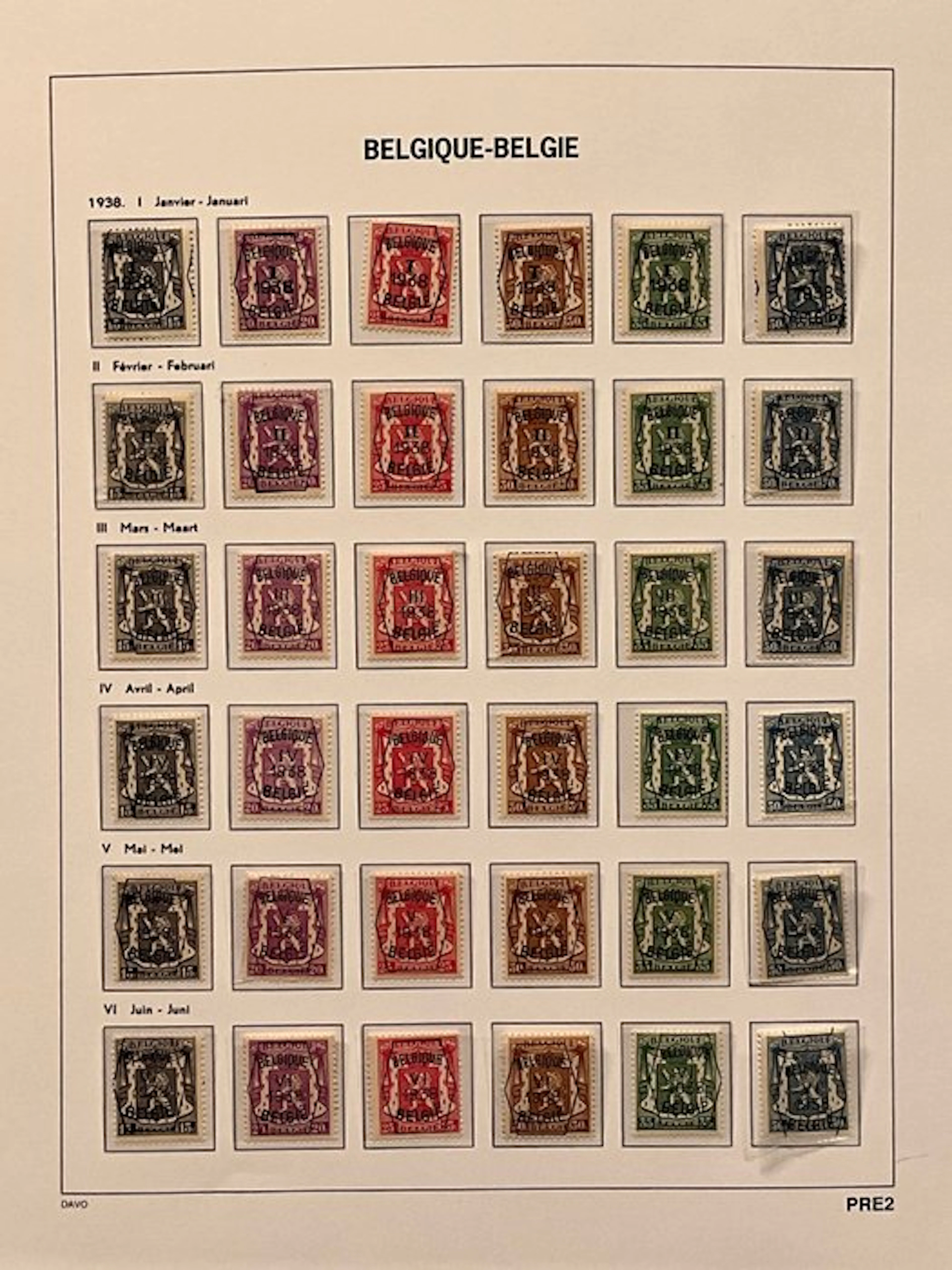 Belgium 1929/1996 - Complete postfris collection of PREOs on Davo sheets