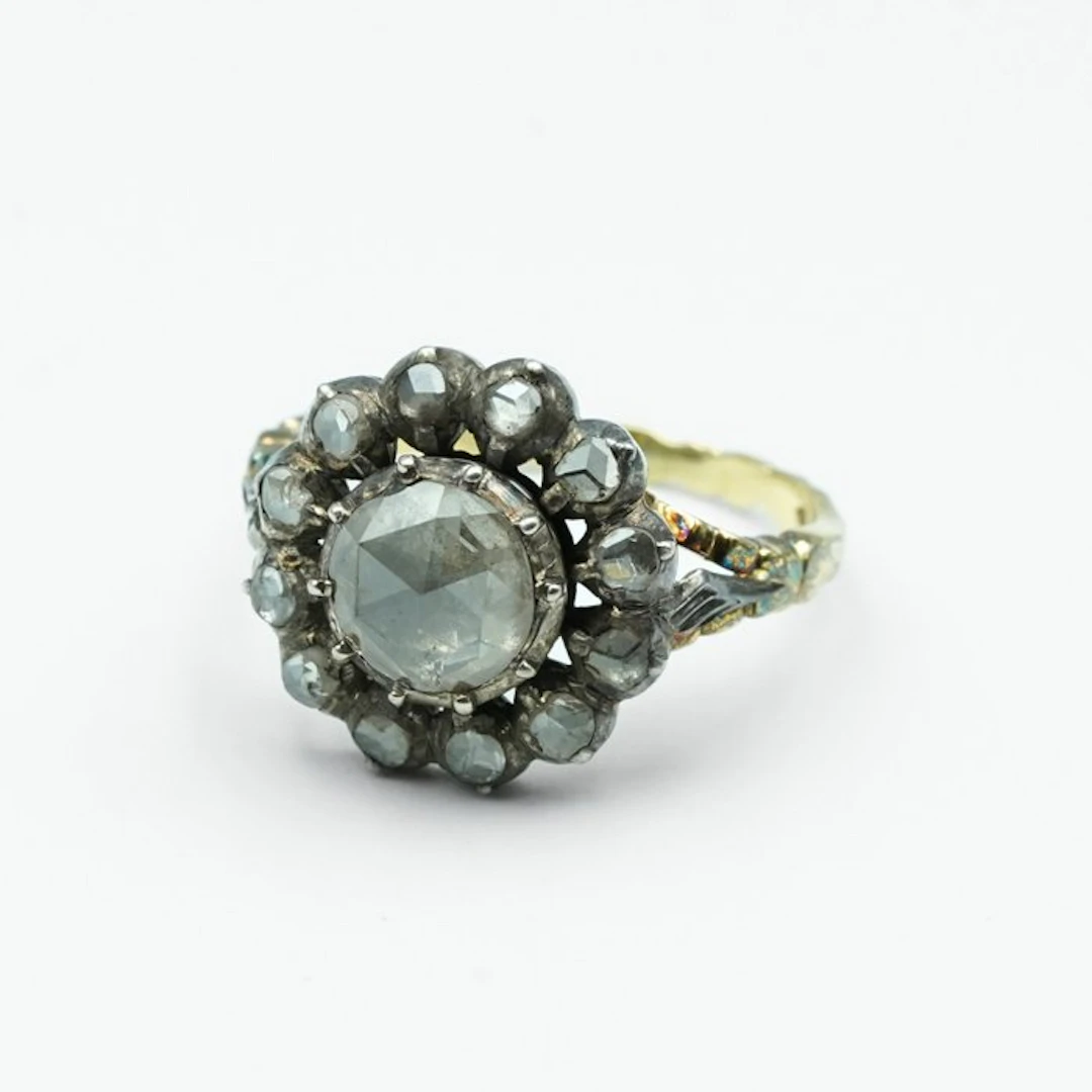 Ring - 14 kt. Yellow gold, Silver