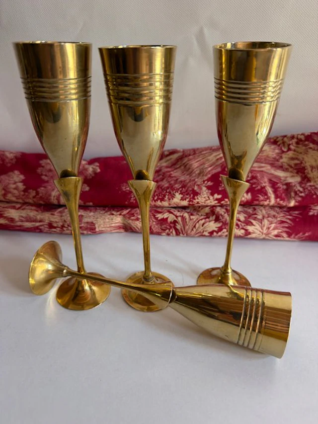 Champagne glass (4) - Brass