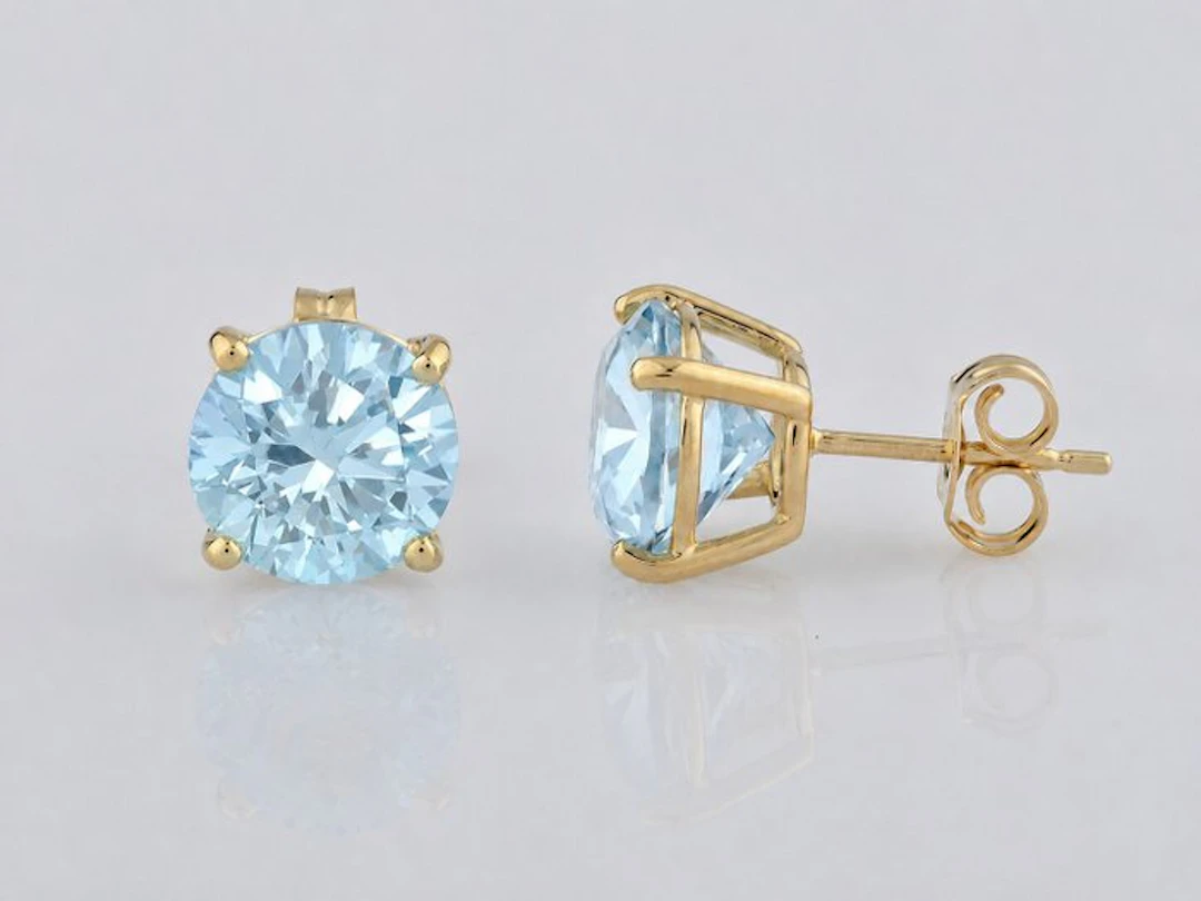 No reserve price - Earrings - 14 kt. Yellow gold - 6.99ct. tw. Topaz