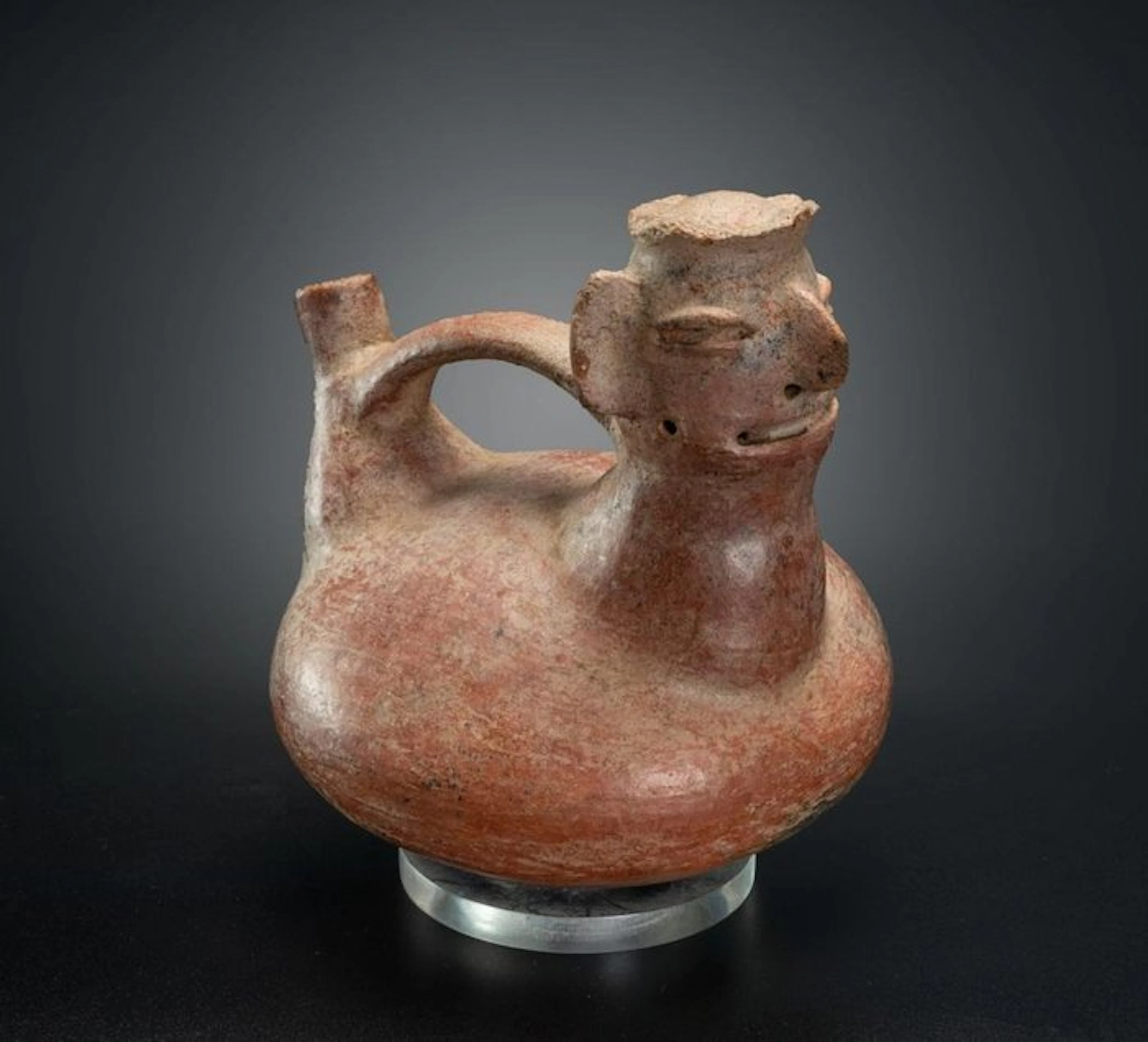 Pre-Columbian. Vicus Ceramic Antropomorphic Vessel With Spanish Import License