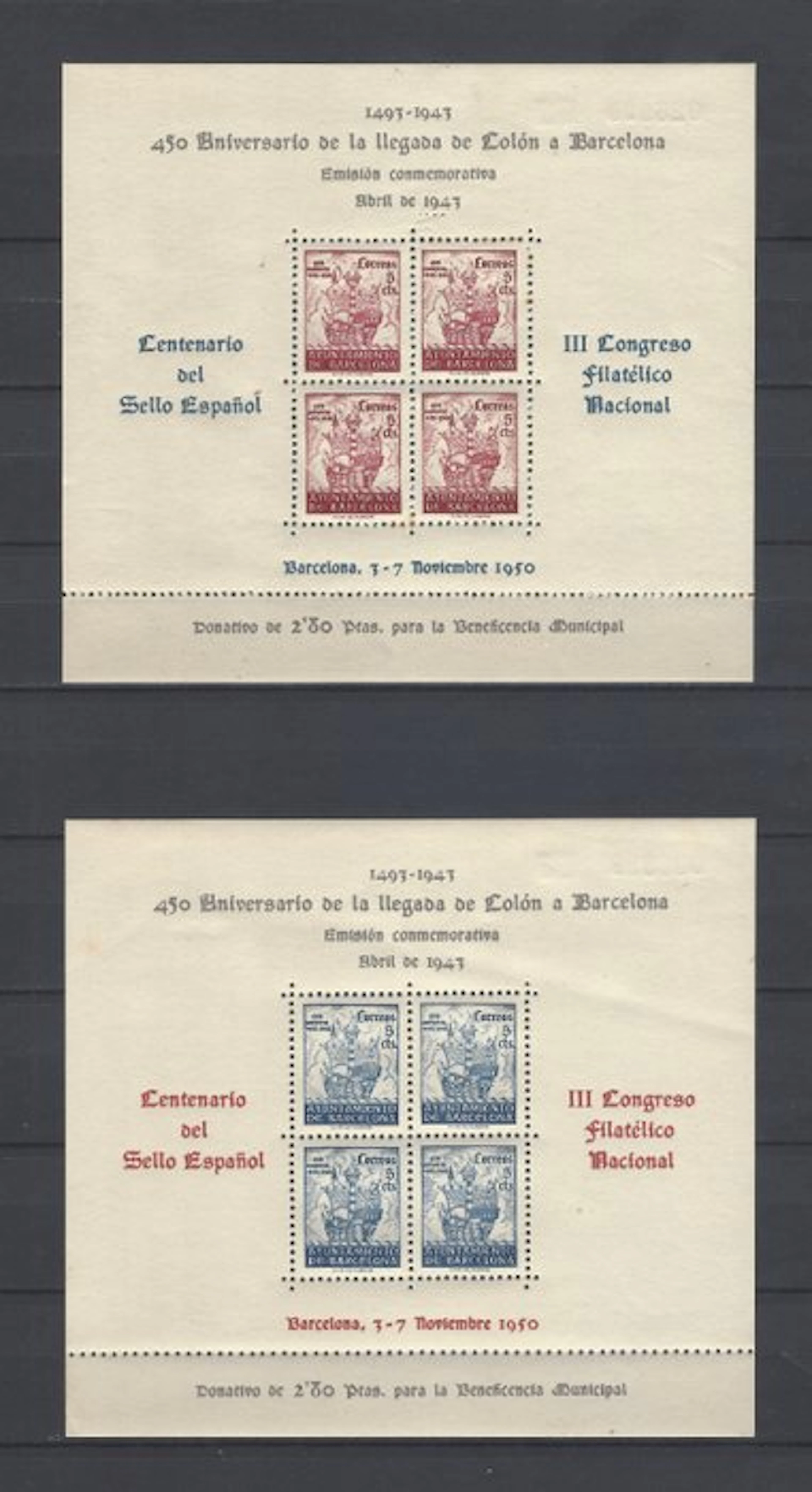 Spain 1944 - Barcelona City Hall - not issued - Edifil nº NE 33/34