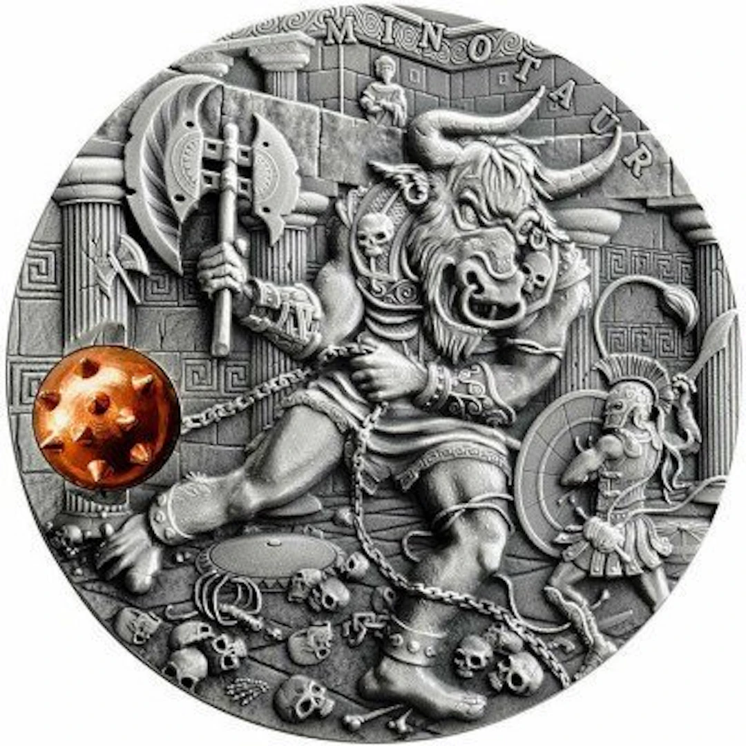 Niue. 5 Dollars 2017 Minotaur Ancient Myths 2 Oz (.999)