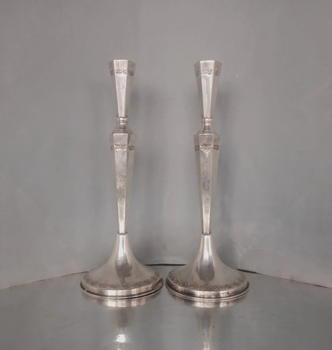Pair of Art Deco - Candleholder - .925 silver