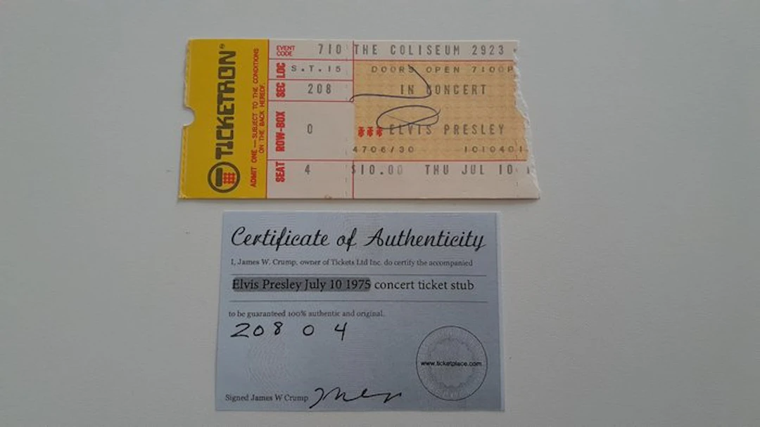Elvis Presley - Concert ticket