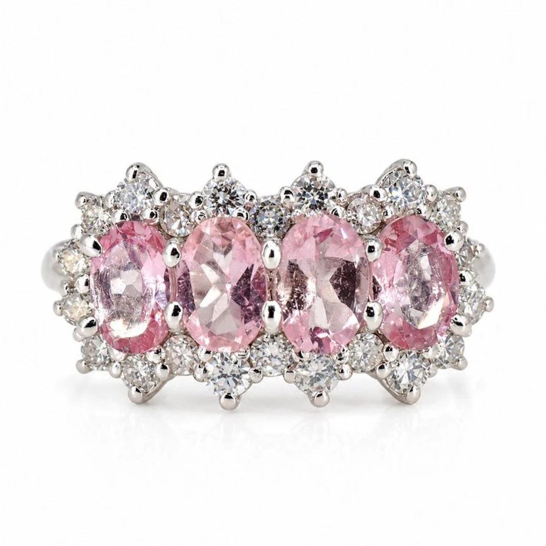 Ring - 18 kt. White gold - 2.40ct. tw. Sapphire - Diamond
