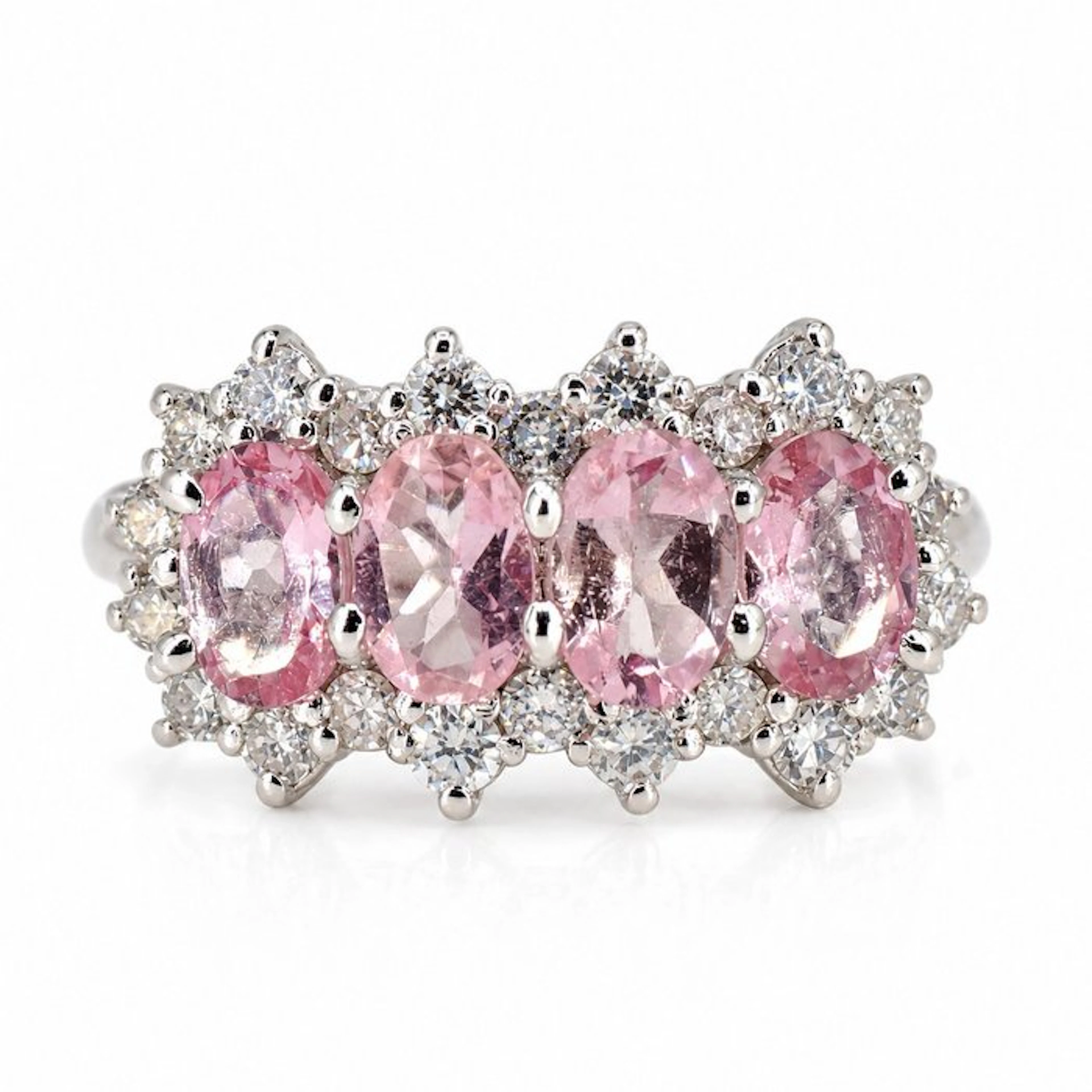 Ring - 18 kt. White gold - 2.40ct. tw. Sapphire - Diamond