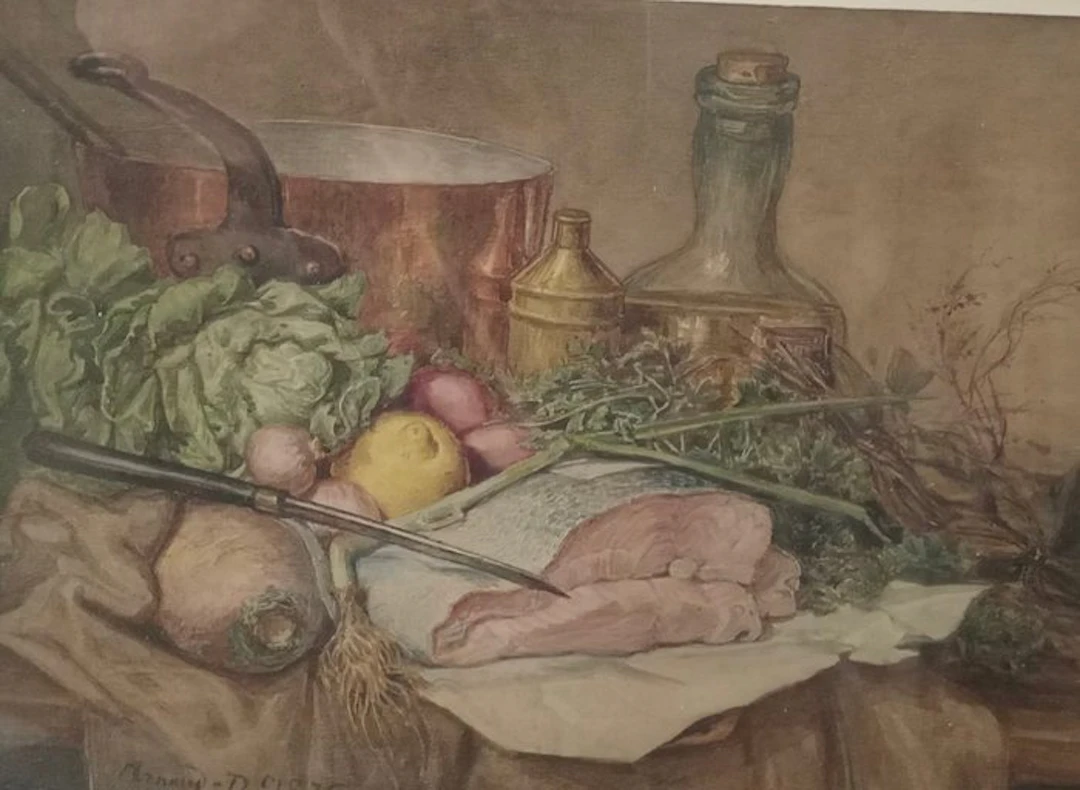 Arnaud Durbec (XX) - Nature morte a la tranche de poisson