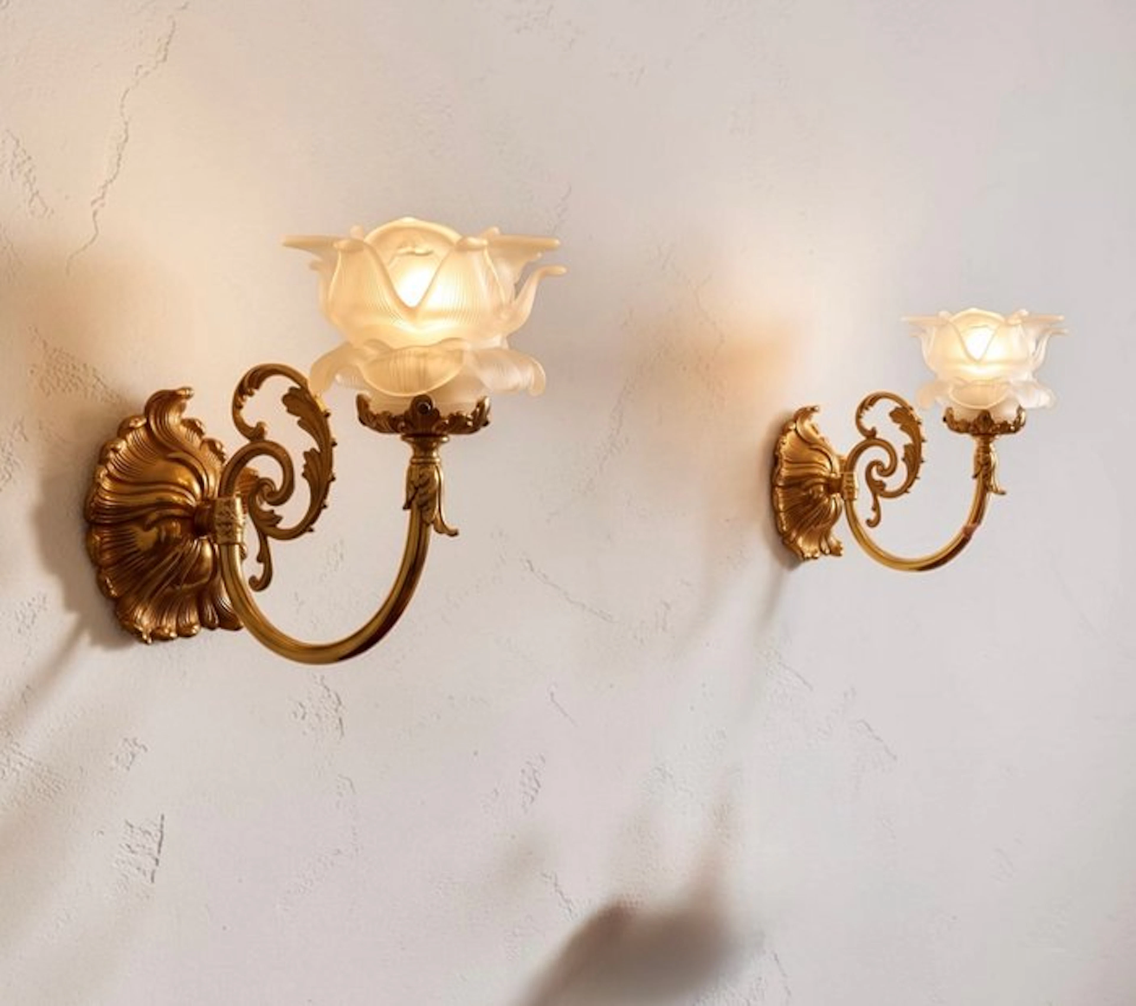 Wall lamp (2) - Floral Tulips - Bronze, Crystal - Louis XV