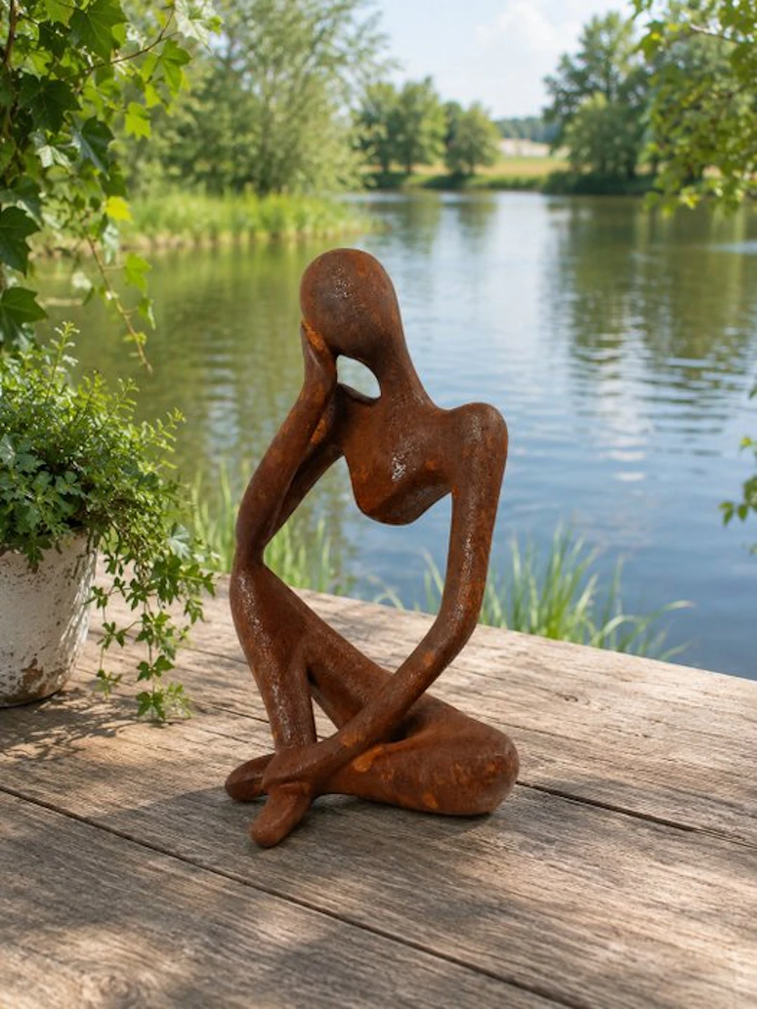 Statue, metalen zware abstracte afbeelding droomfiguur - 21 cm - Cast iron