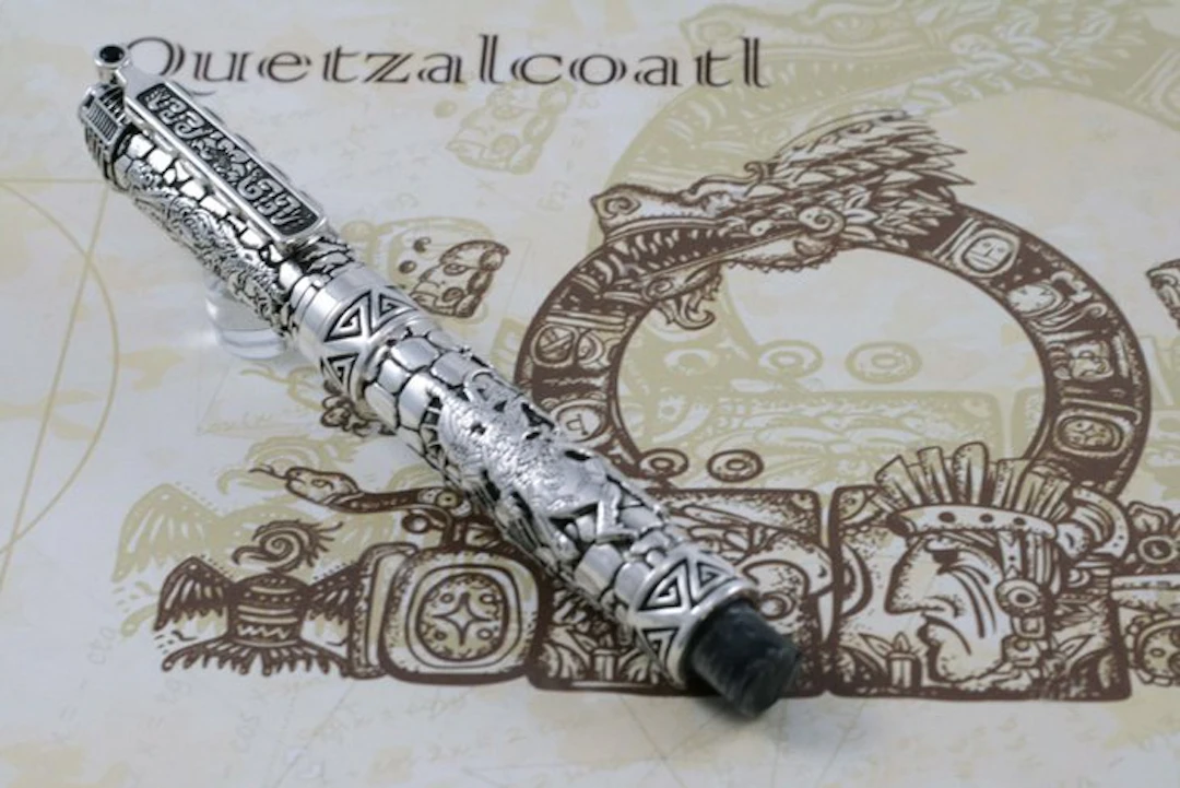 Urso - Stilografica Aztec civilization in sterling silver - Fountain pen