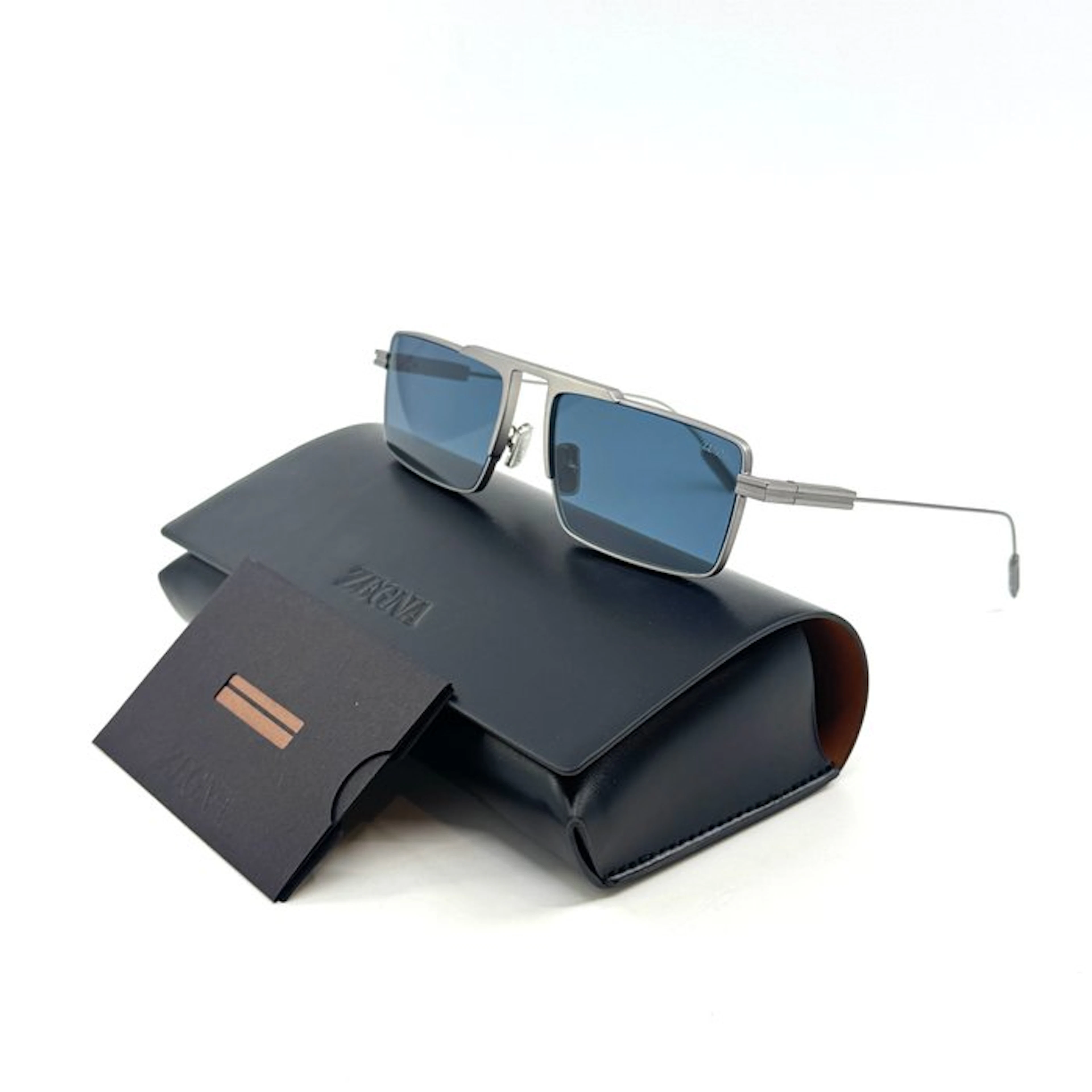 Ermenegildo Zegna - *NEW* - Silver Metal - Blue Lenses - Sunglasses