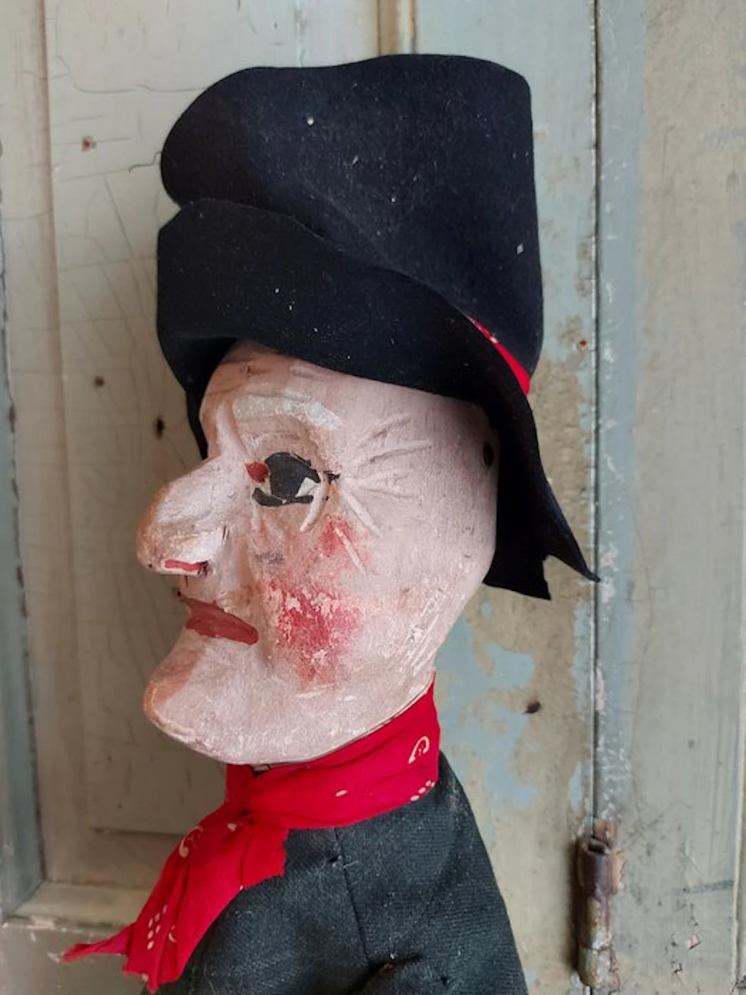 Figure - Grote Antieke handpop / stokpop, Hout , Guignol, 65 cm. - Wood