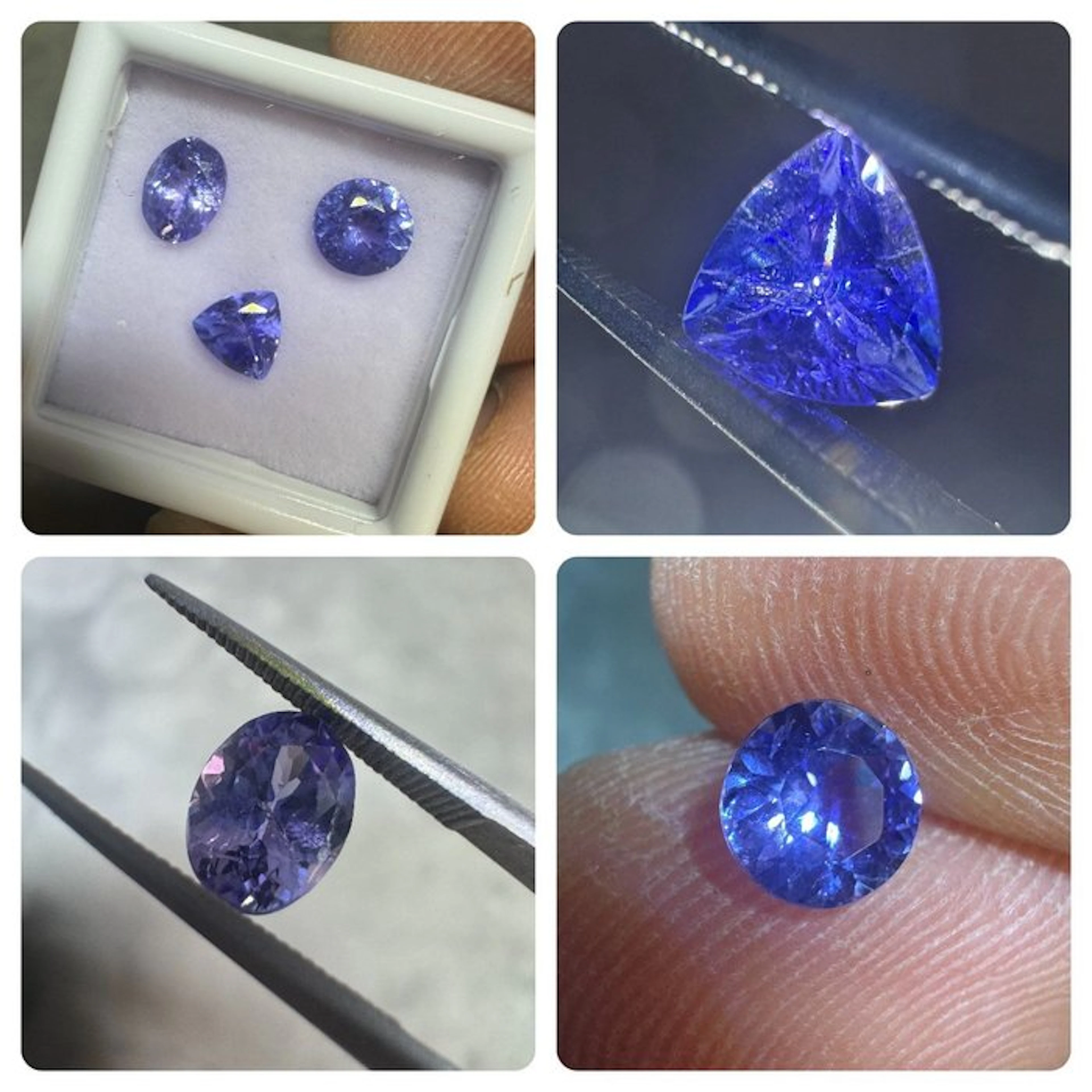 Lot of 3 faceted Tanzanites - 2.21 ct Faceted diversity- 0.44 g - (3)