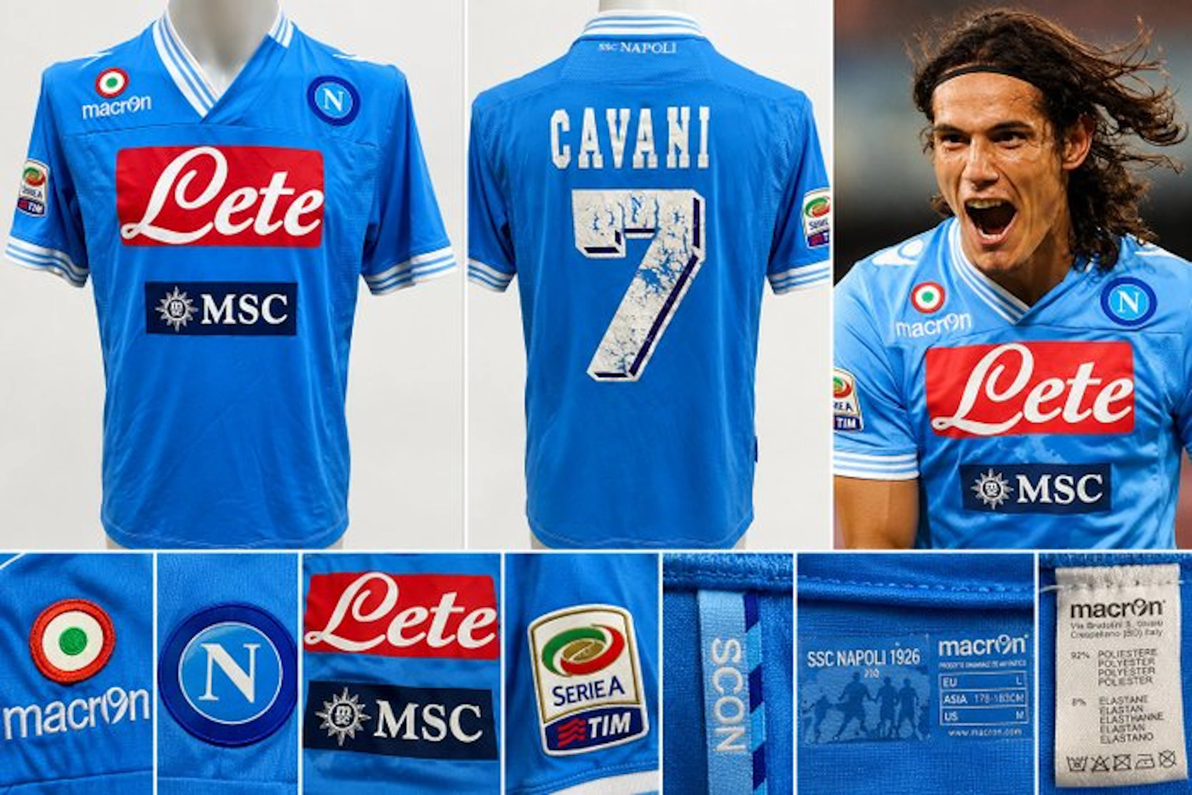 SSC Napoli 2012/13 – Edinson Cavani #7 – Maglia Macron...