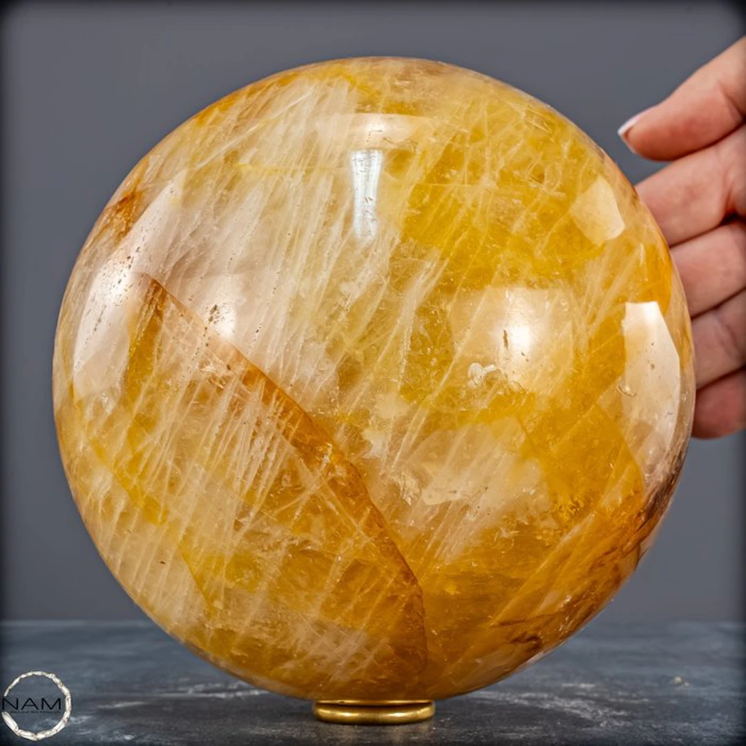 Rare Natural Golden Healer Quartz Sphere, Brazil- 3954.13 g