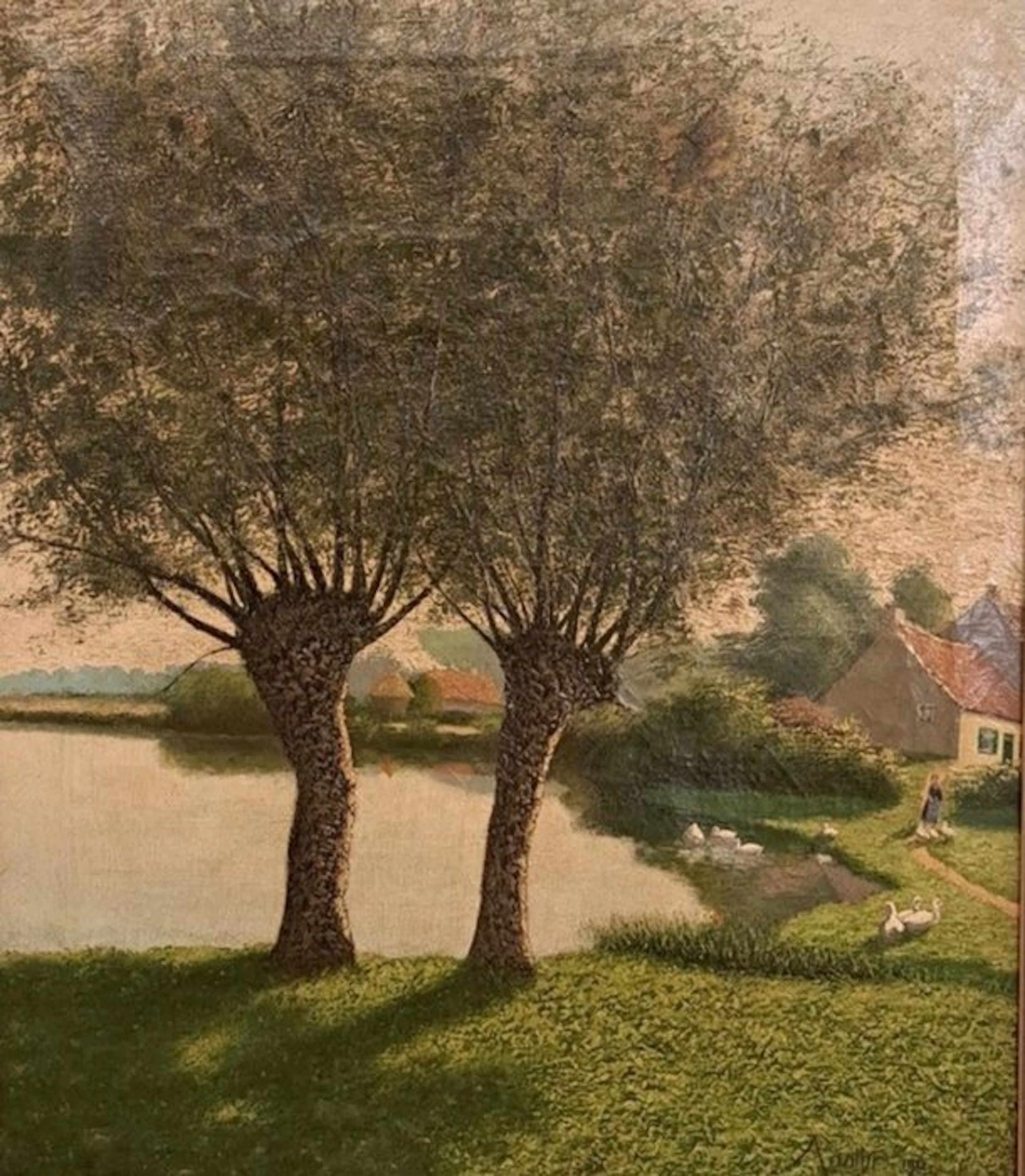 Arnold Pastur (XIX-XX) - Landschap met knotwilgen