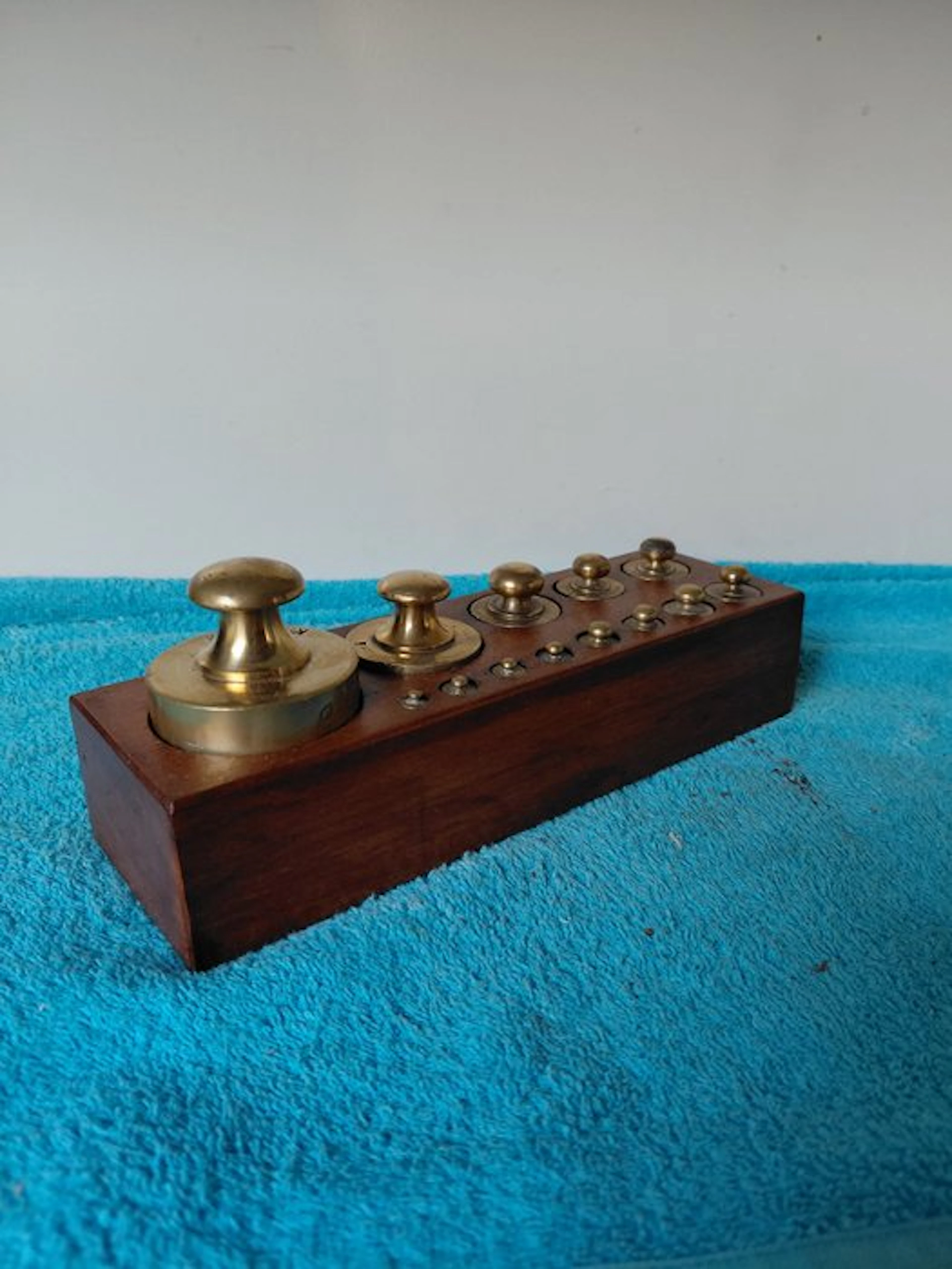 Balance or scale (14) - Beech - Antique block (14) complete