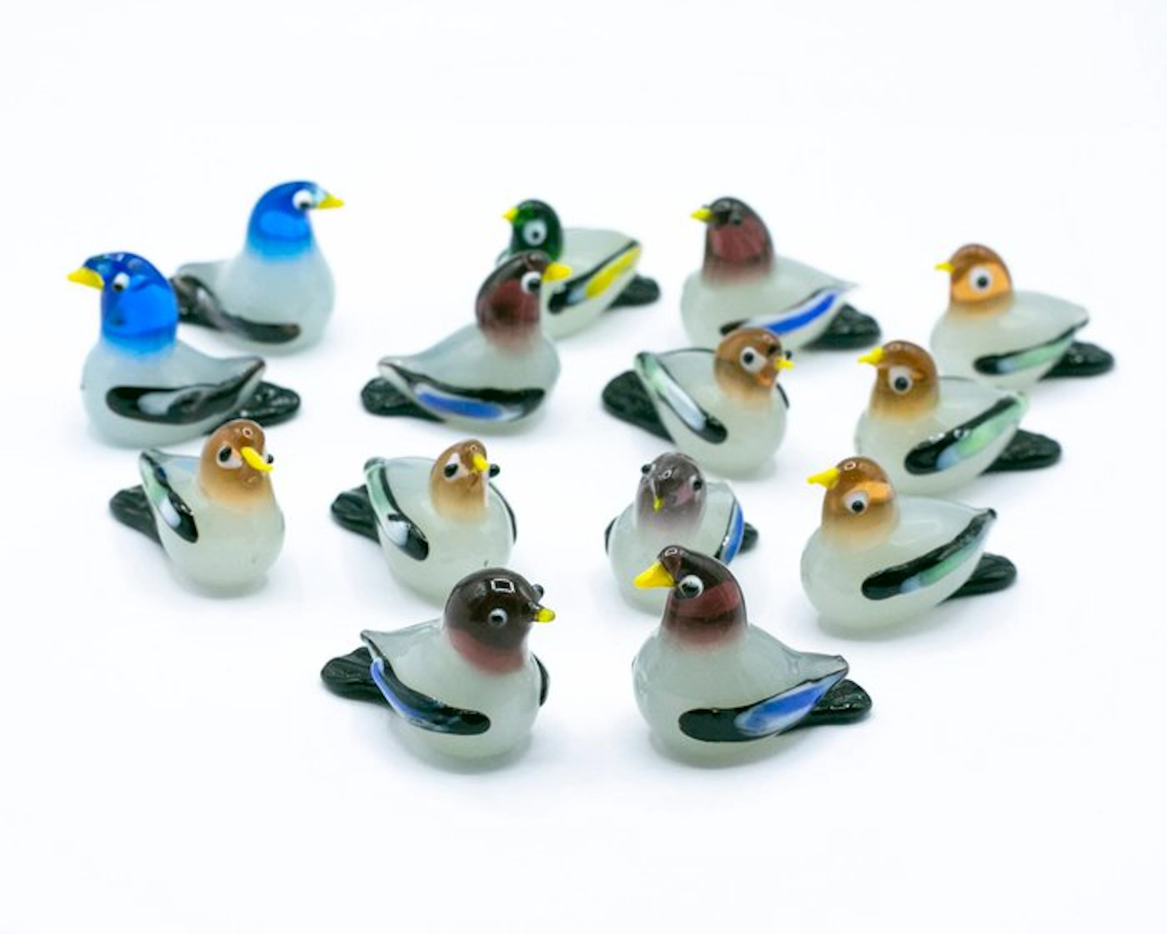 Figurine - Collection of 14 Murano glass ducks with murrine – Italy