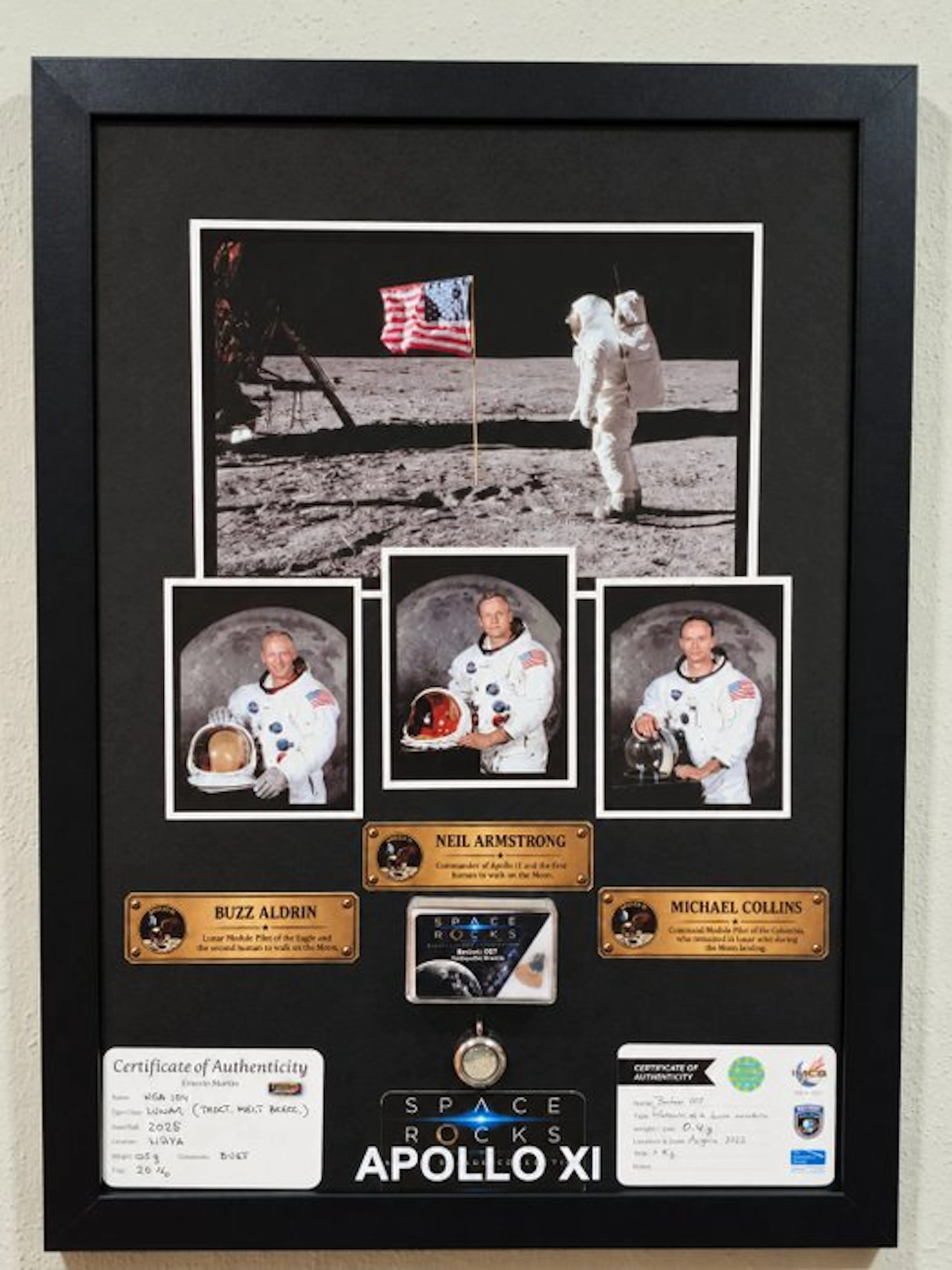 Spain - Cuadro conmemorativo Apollo11 con meteorito - Commemorative token