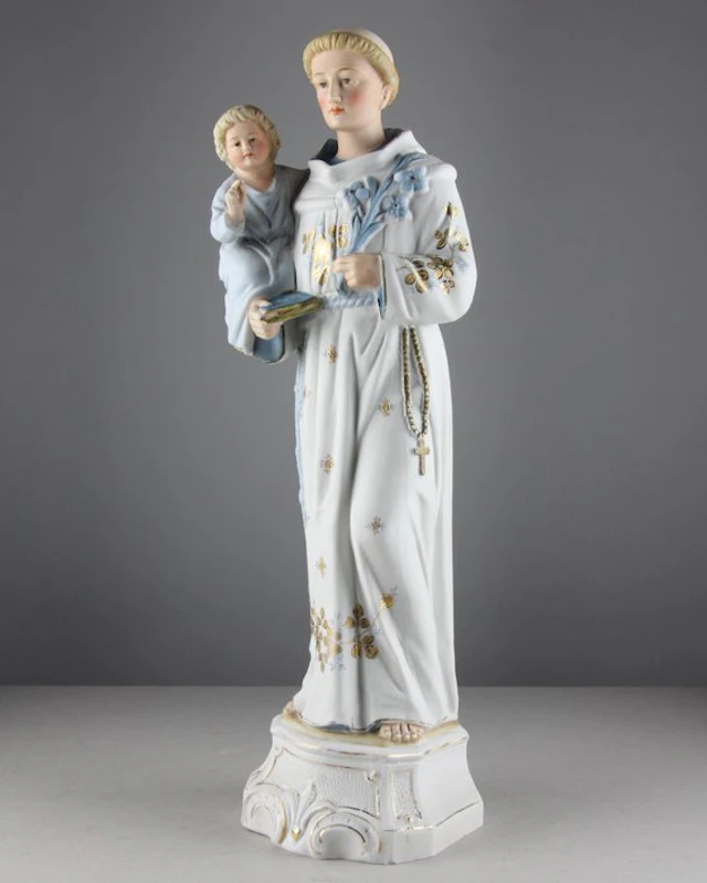 Statuette, Saint Anthony - 42 cm - Biscuit porcelain