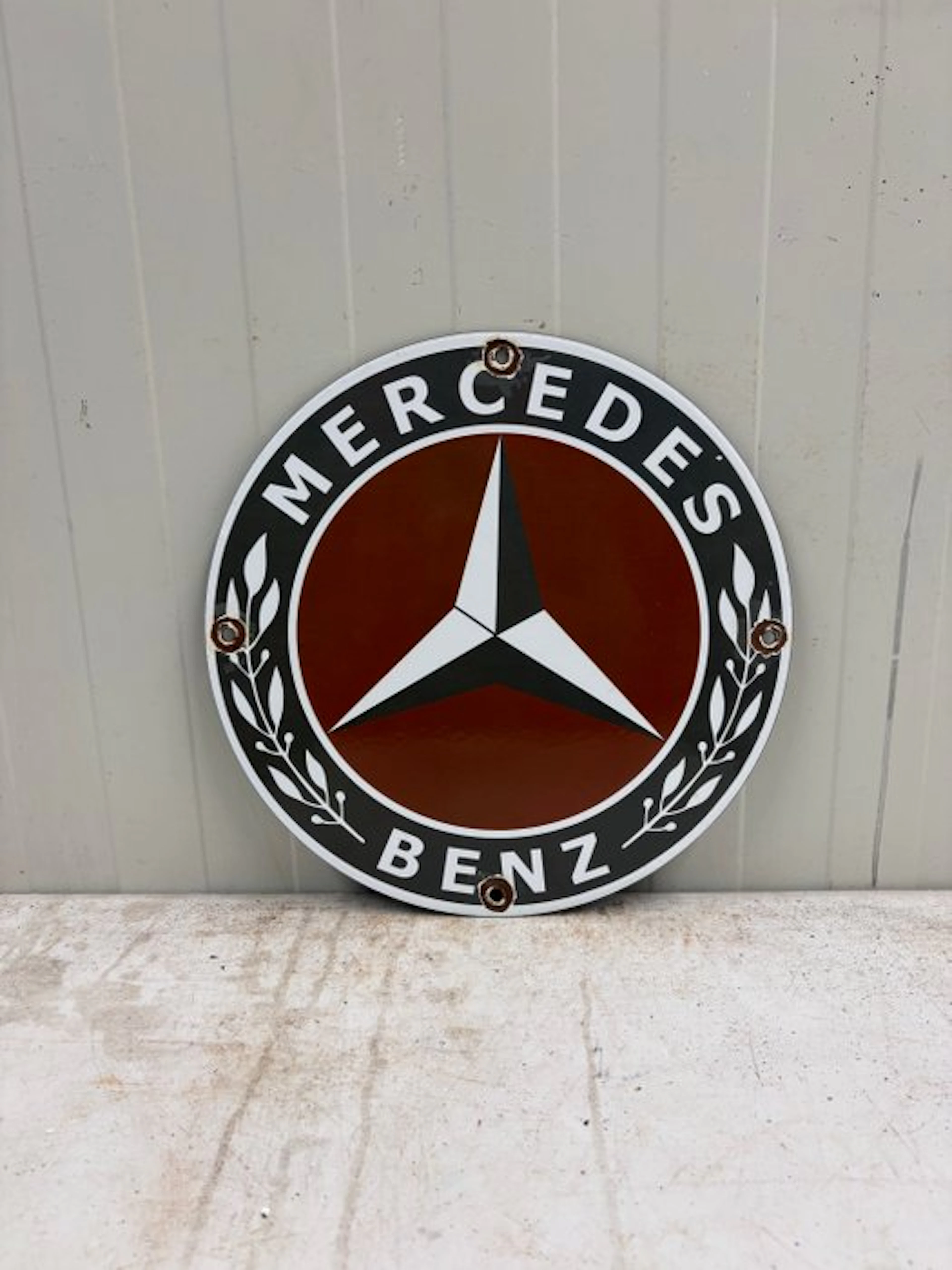 Mercedes-Benz – Rond Emaille Automobilia Reclamebord met...
