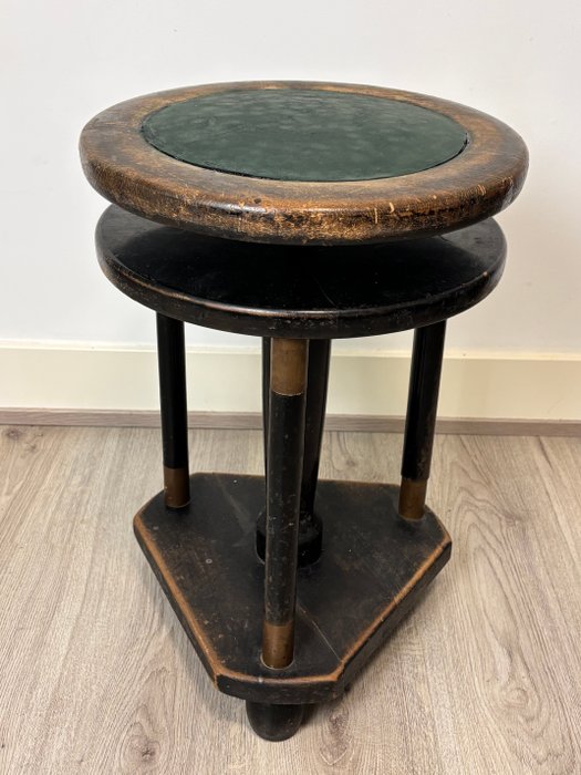 Stool - Art Deco / Biedermeier-style piano stool. - Wood, Copper