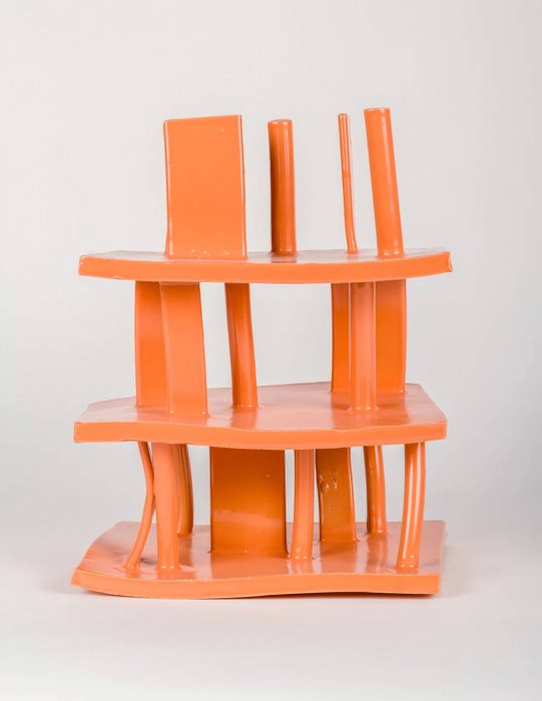 roger Coll - Sculpture, Happy Collapse orange - 27 cm - Stoneware - 2019