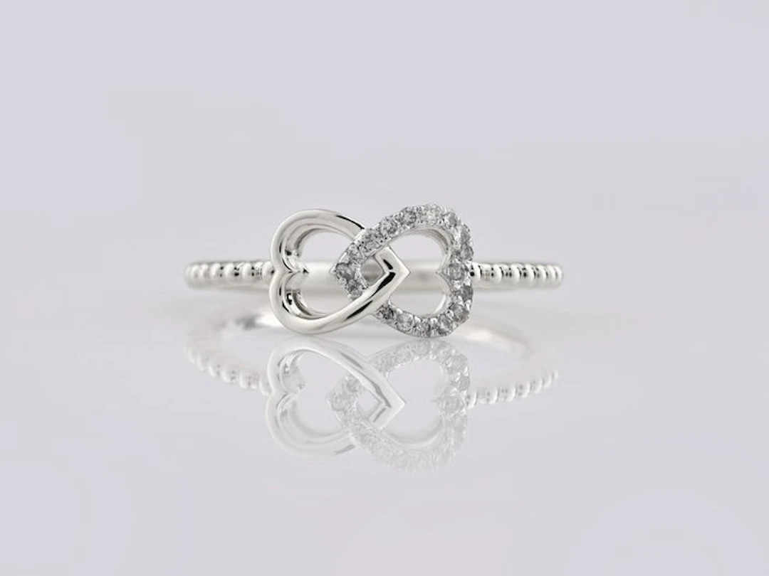 Ring - 14 kt. White gold - 0.08ct. tw. Diamond (Natural)