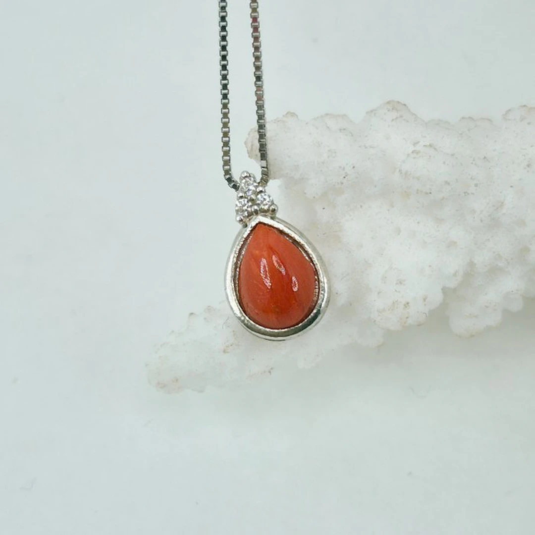 Coral - Silver, No Reserve - Necklace with pendant - CORALLO MEDITERRANEO