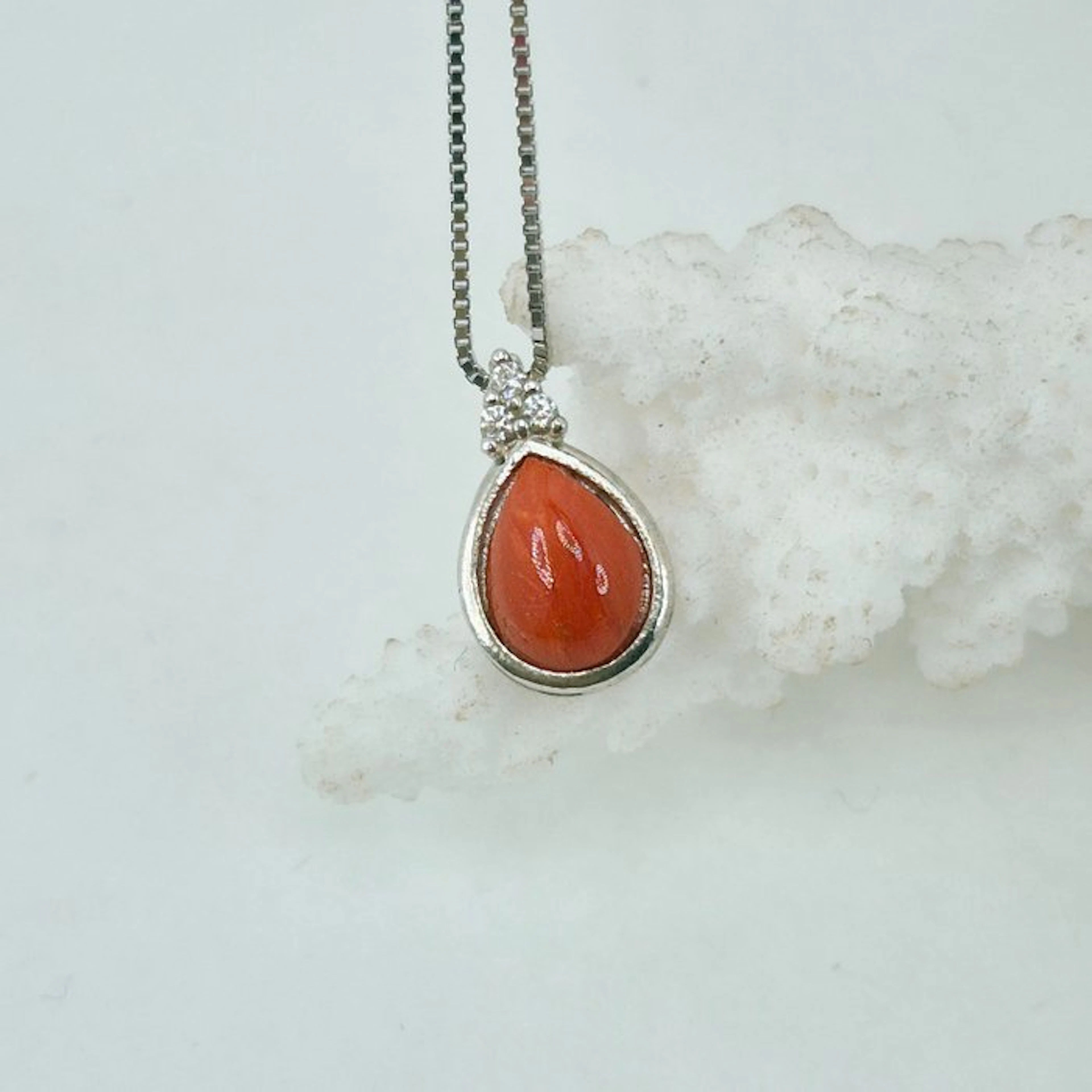 Coral - Silver, No Reserve - Necklace with pendant - CORALLO MEDITERRANEO