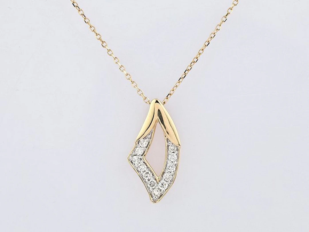 Necklace with pendant - 14 kt. Yellow gold - 0.20ct. tw. Diamond (Natural)