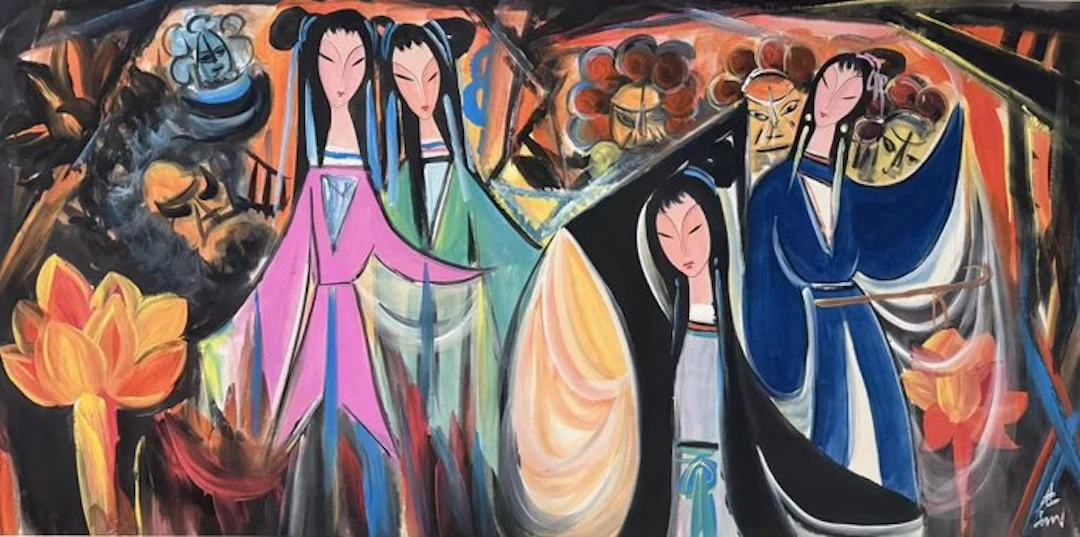 INK AND COLOR ON PAPER PAINTING"Peking Opera...