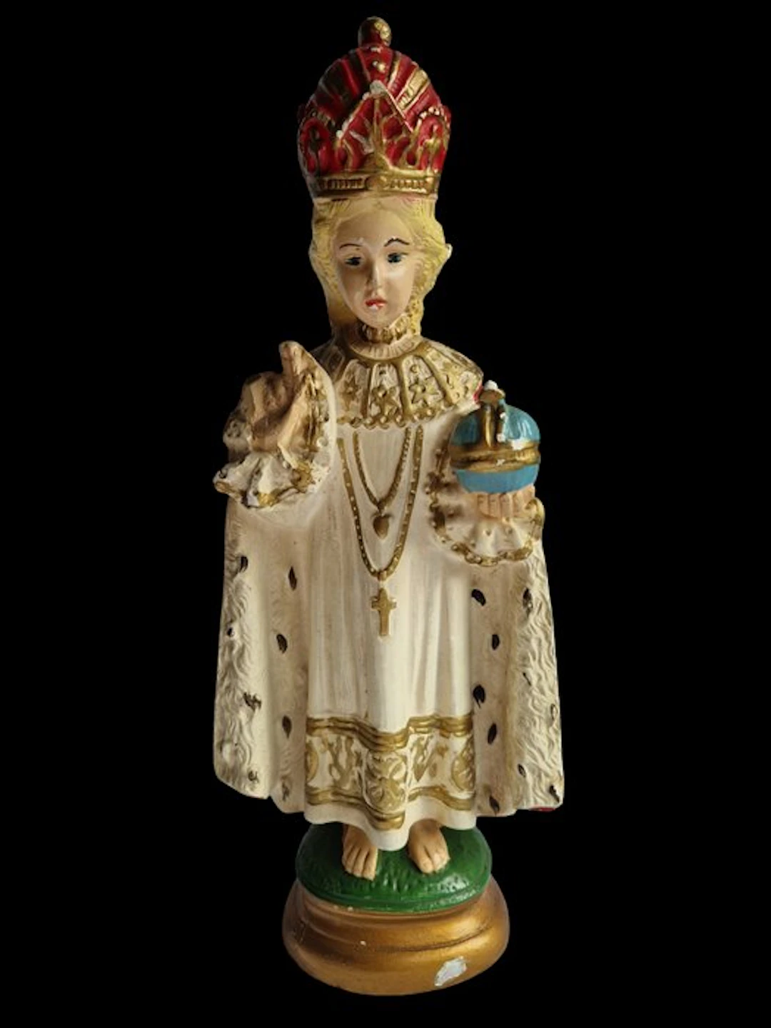 Statue, Groot beeld van kindje jezus van Praag - 38 cm - Plaster - 1940