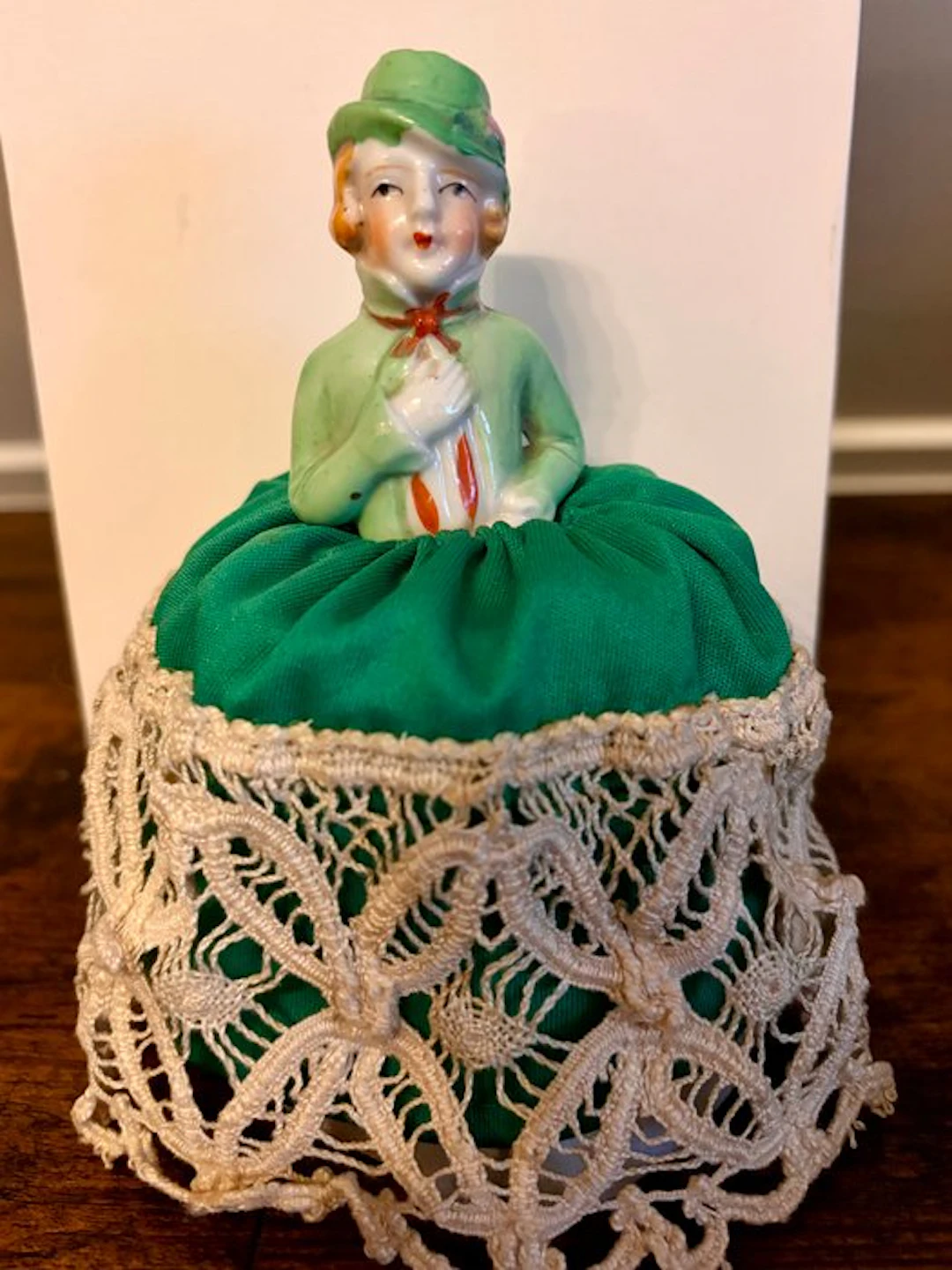 Figurine - Half-doll pincushion - Porcelain, Fabric